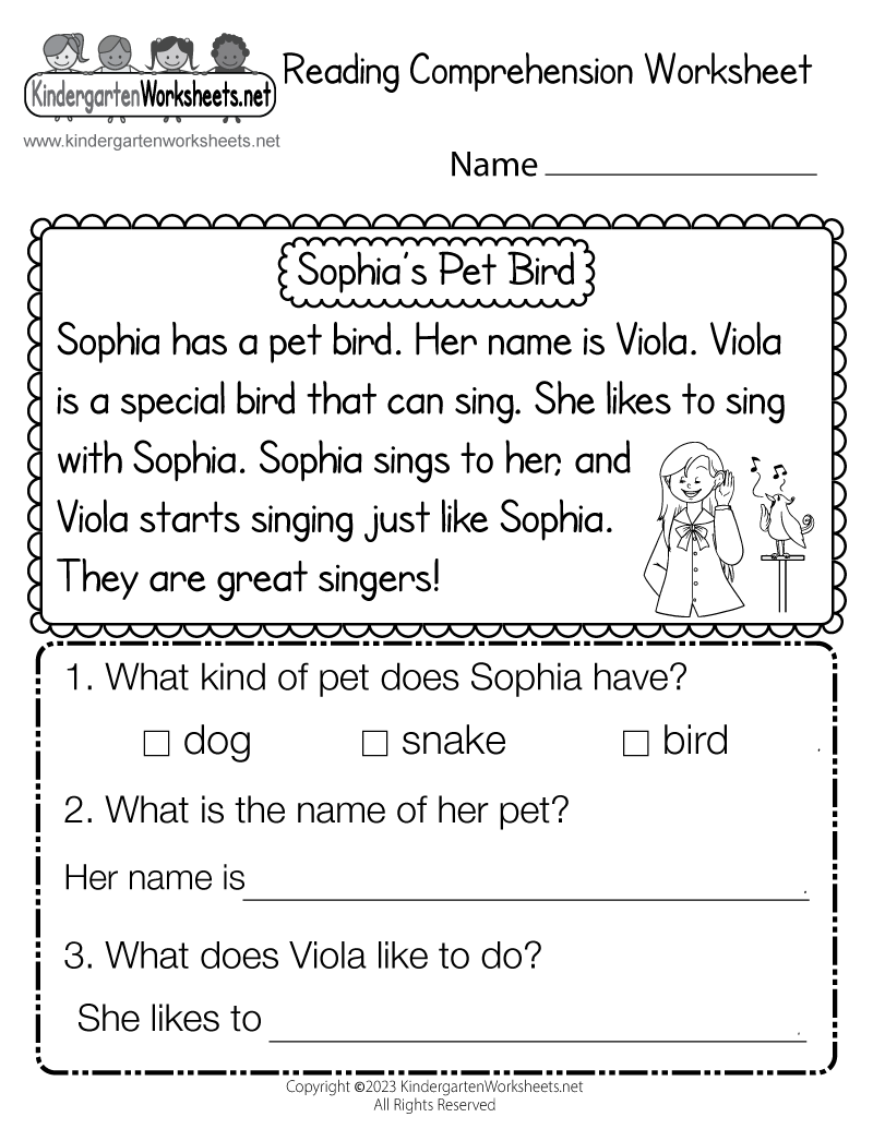 Reading Worksheets For Kindergarten Free Printables