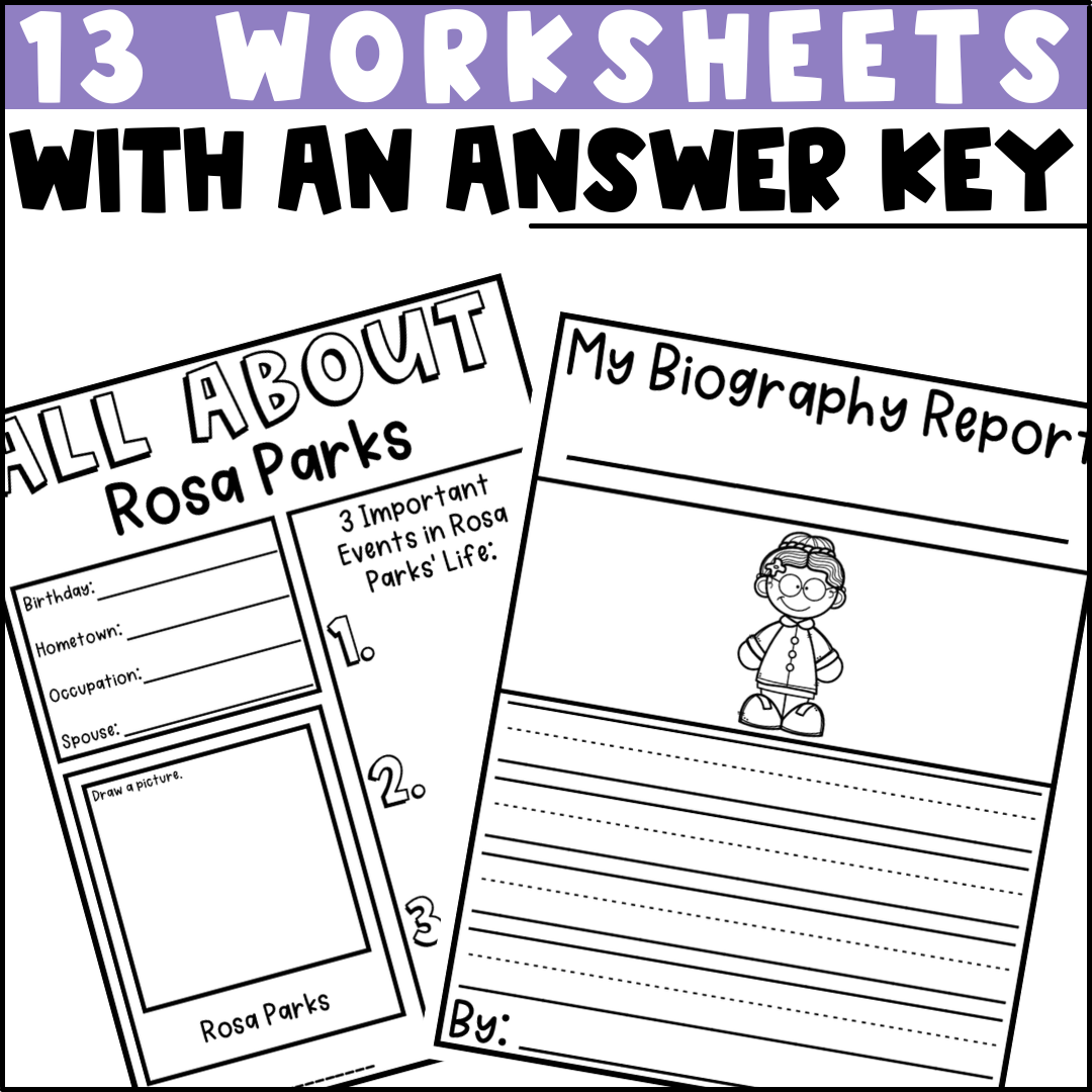Rosa Parks Biography Activities Flip Book Report Black History Month Made By Teachers
