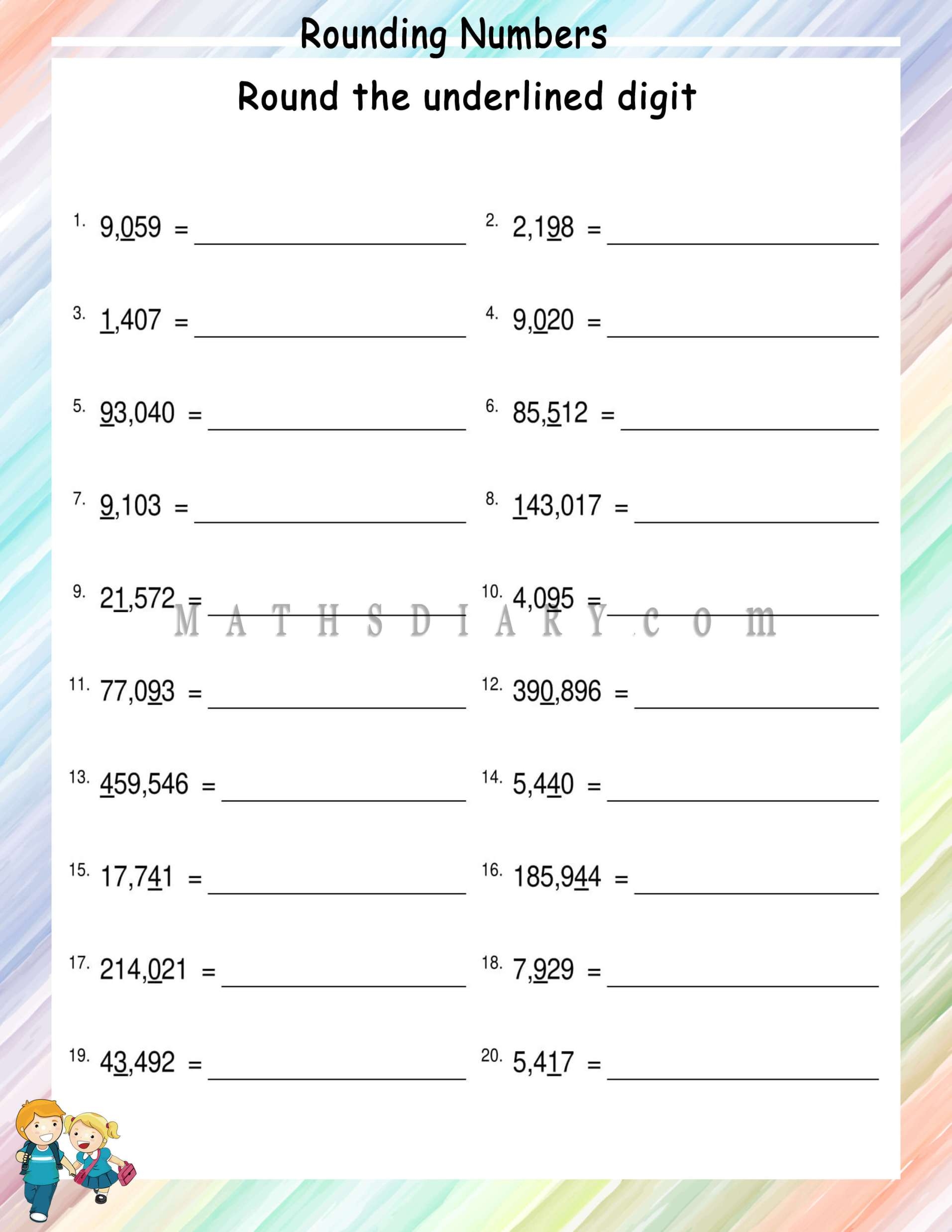 Rounding Numbers Math Worksheets MathsDiary Worksheets Library