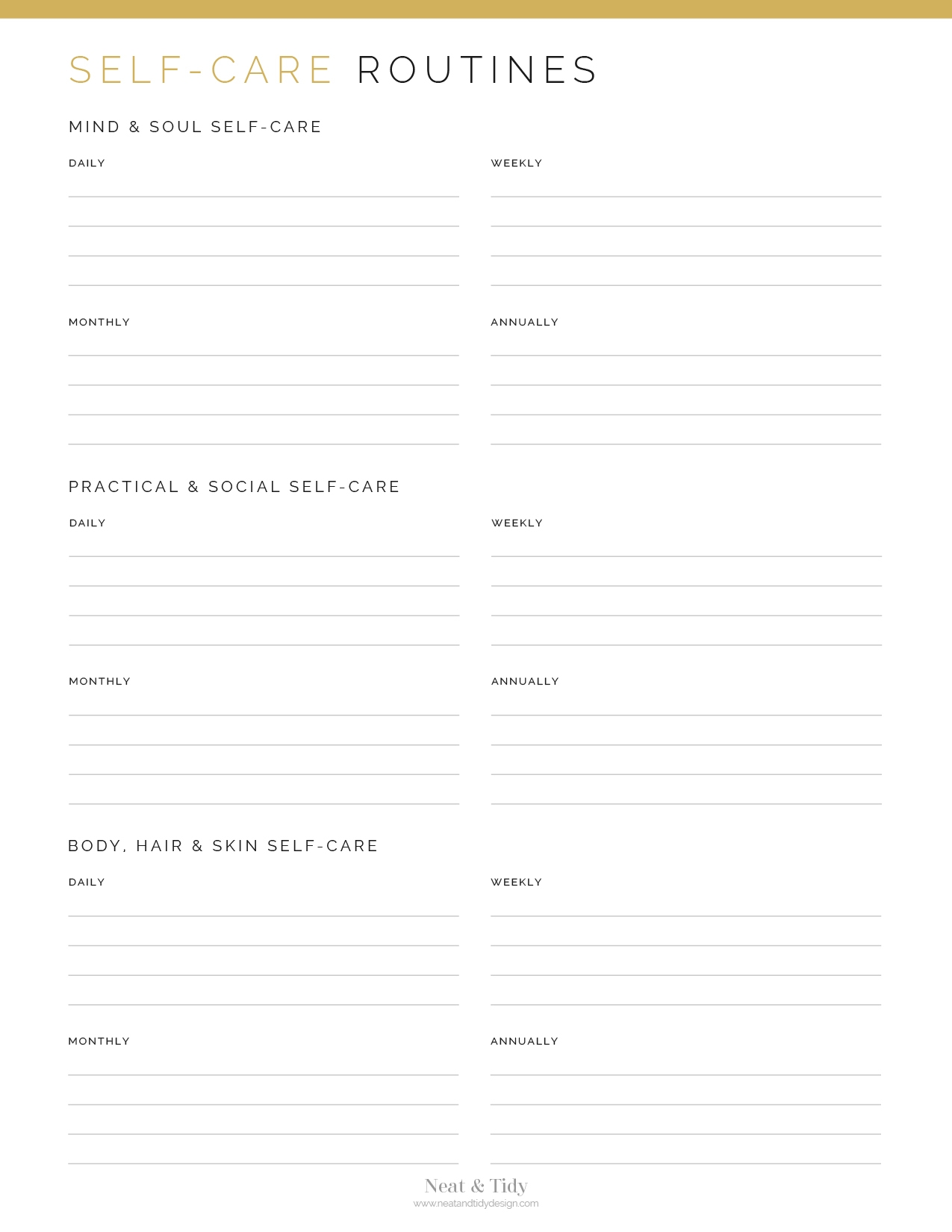Self Care Routines Neat And Tidy Design