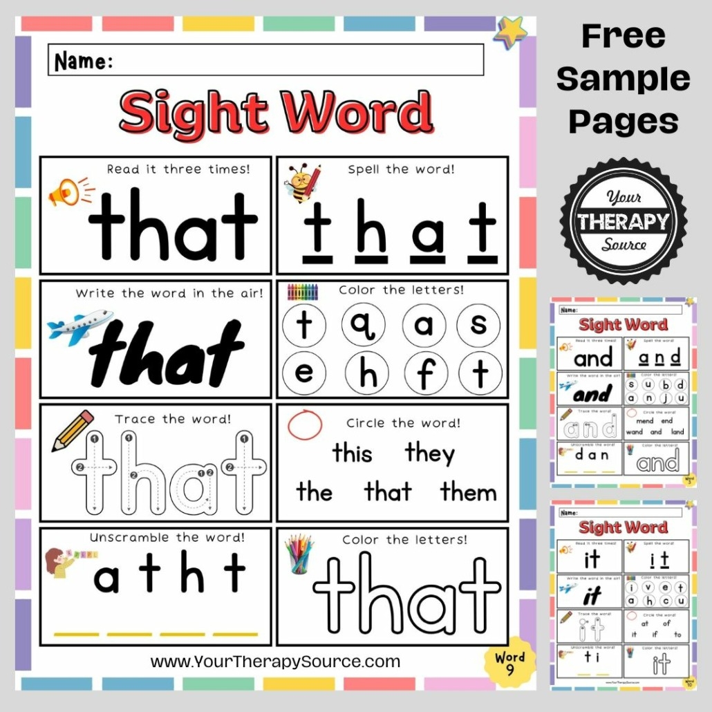 Printable Kindergarten Reading Worksheets Sight Words