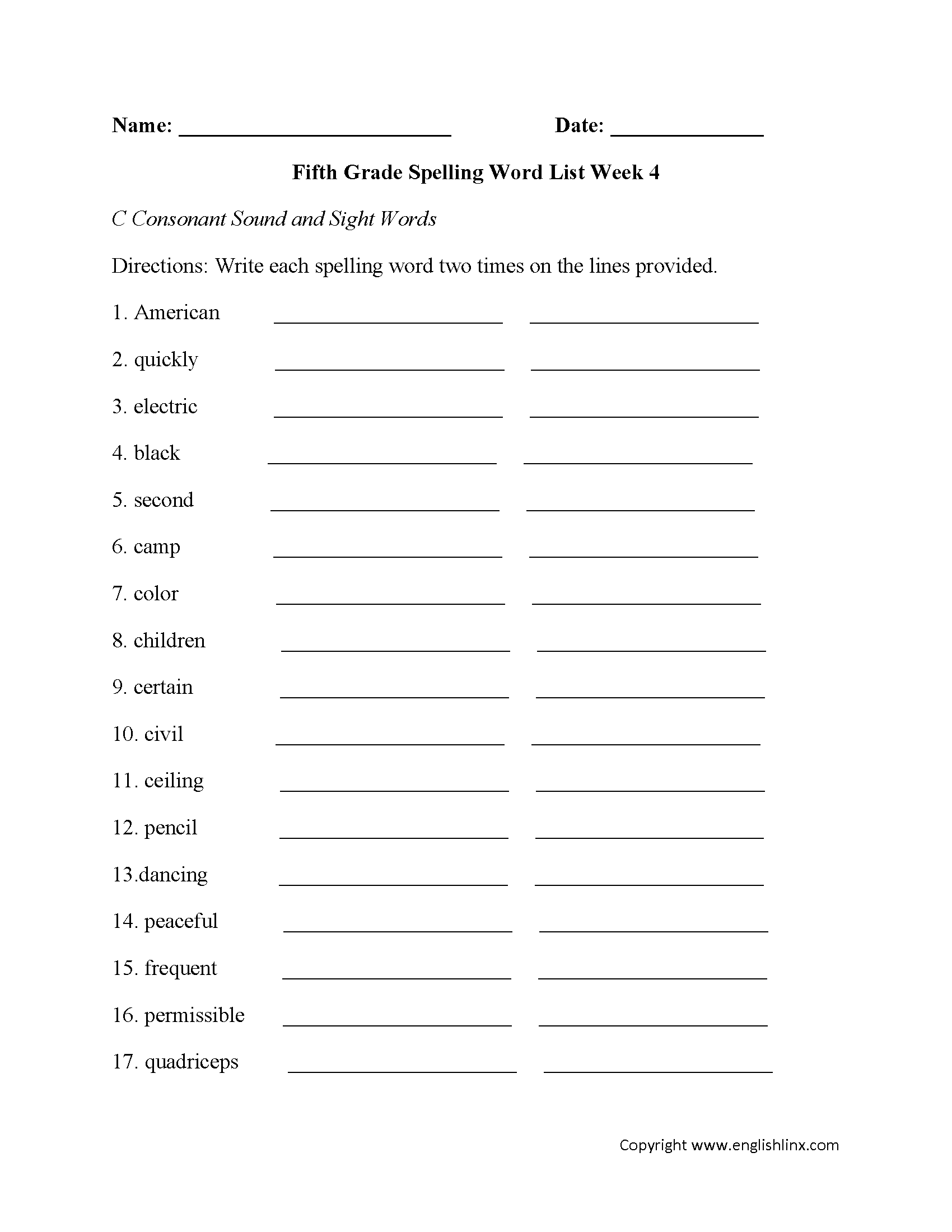 Spelling Worksheets Fifth Grade Spelling Words Worksheets