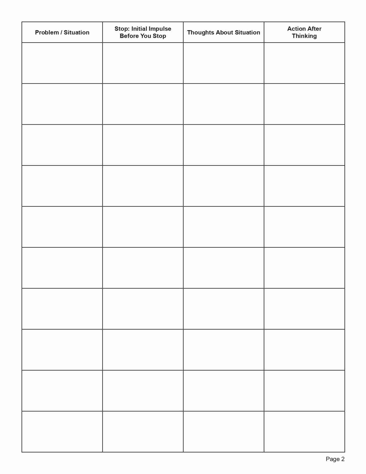 Stop Think Act Worksheet Editable Fillable Printable PDF 