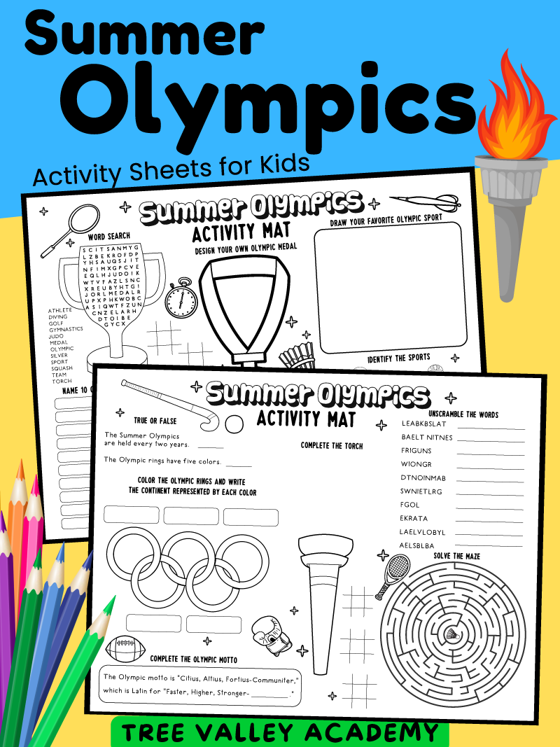 Summer Olympic Activity Sheets Tree Valley Academy