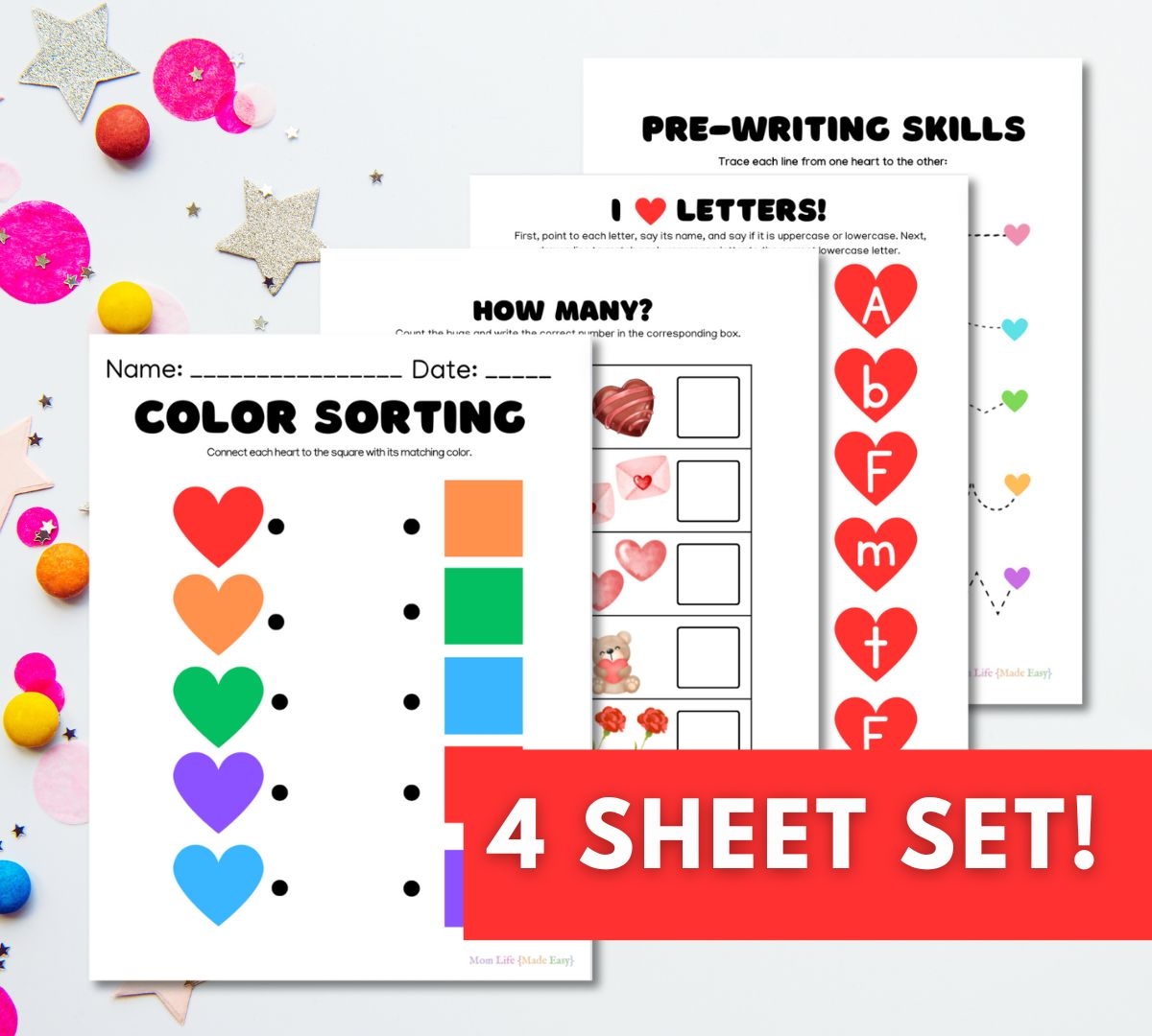 Valentine s Day Worksheets For Preschool Or Kindergarten Mom Life Made Easy