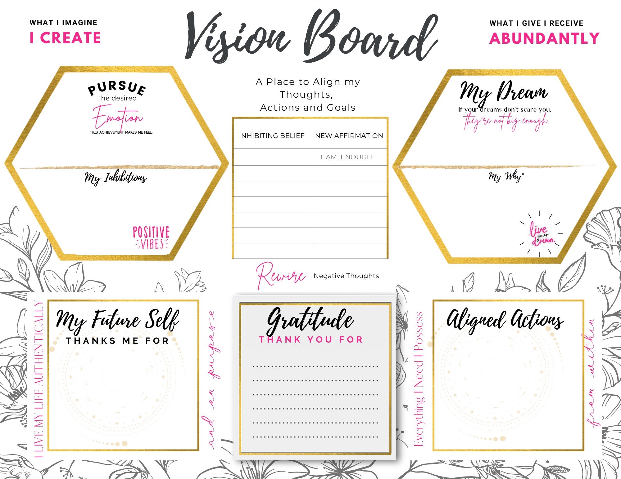 Vision Board Printable Manifesting Digital Printables Digital Manifesting Journal Manifest Goals Self Love Etsy Norway