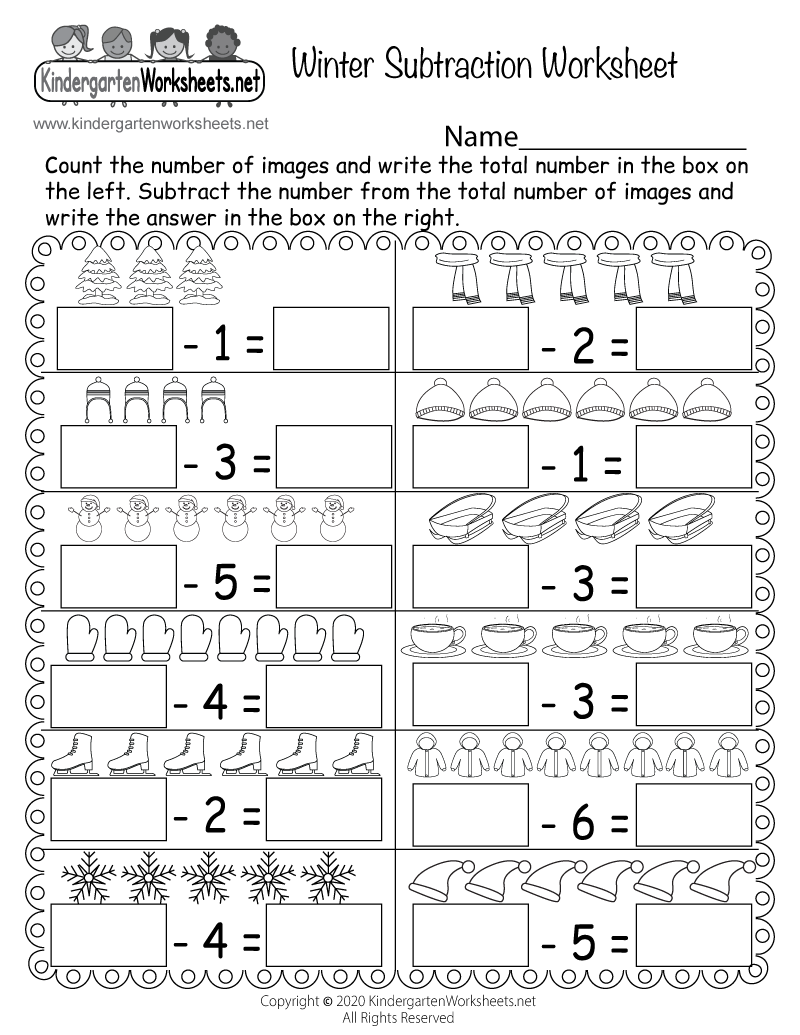 Free Printable Subtraction Worksheets For Kindergarten