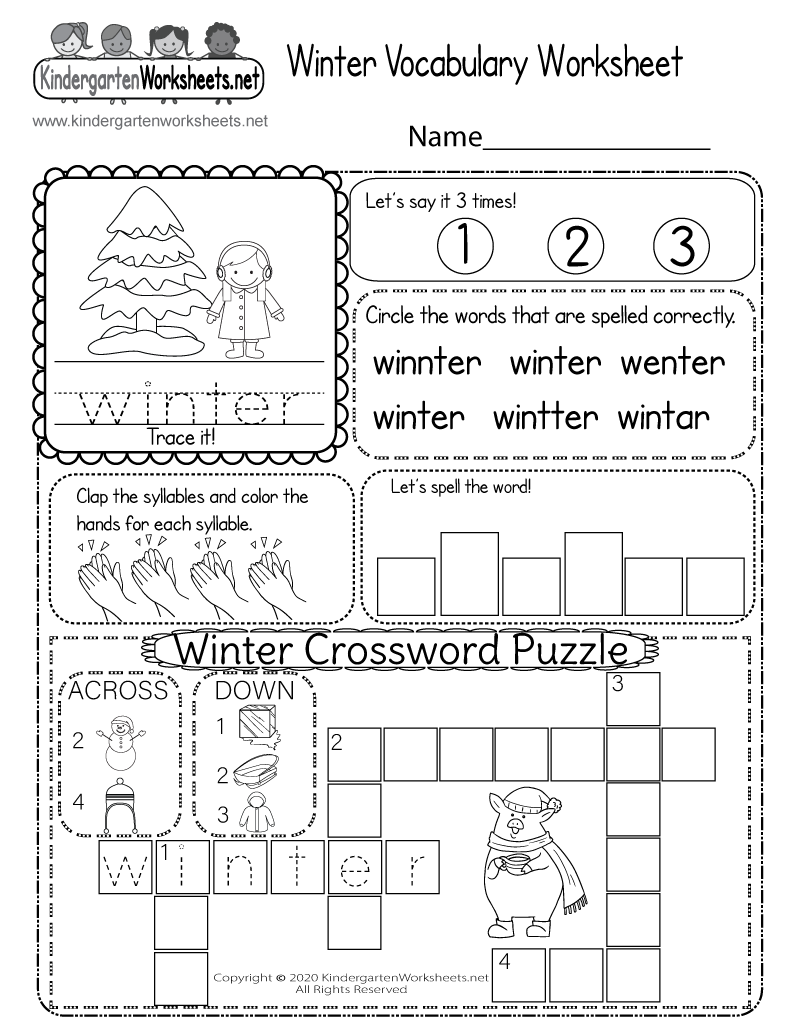 Free Winter Printable Worksheets