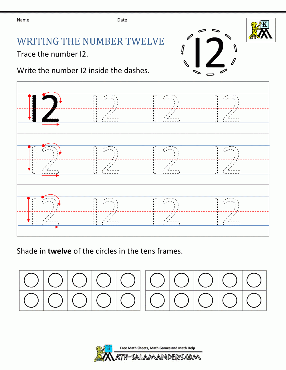 Worksheet On Number 12 Preschool Number Worksheets Number 12 Worksheets Library
