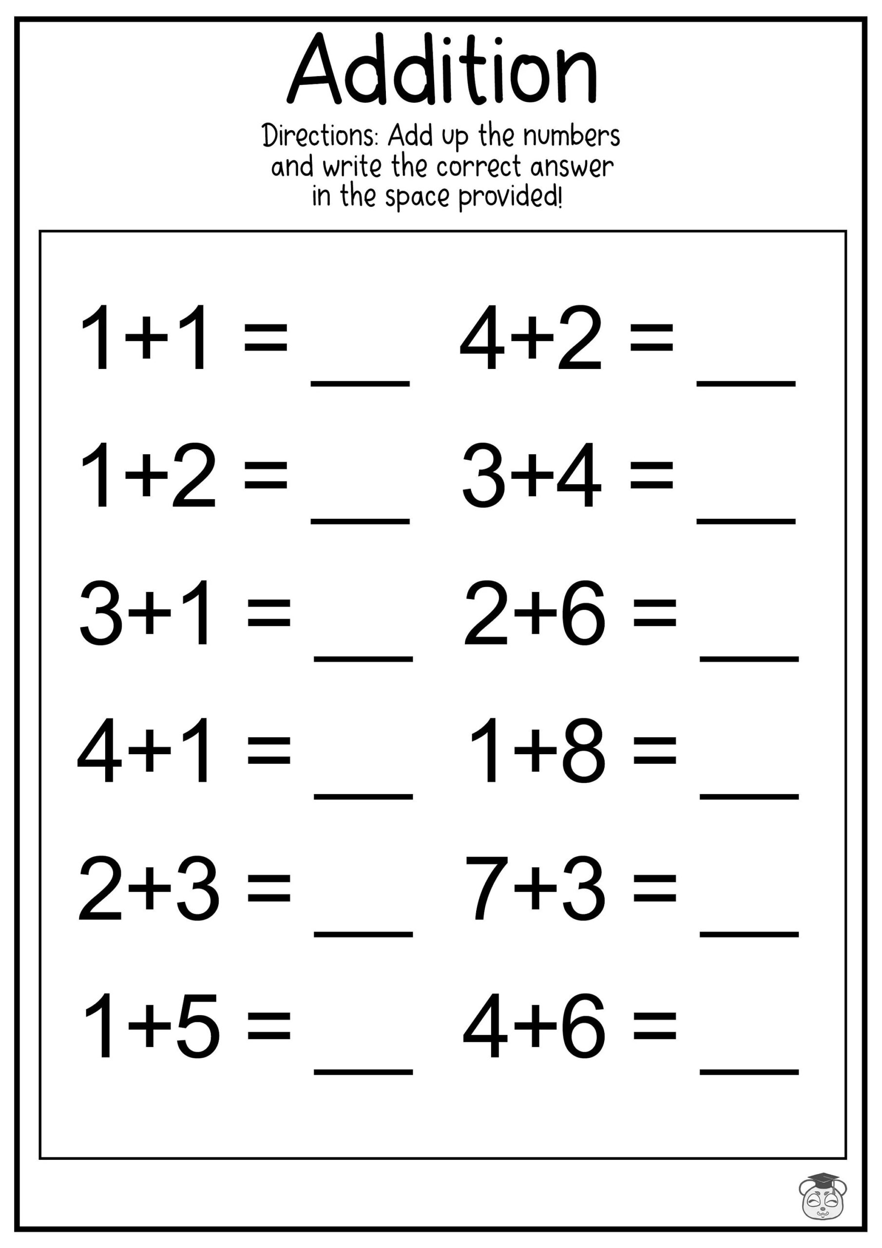 10 Printable Addition Math Worksheets Addition Practice Using Single Two And Three Digit Numbers ages 4 7 KG1 To Grade 2 Etsy Norway