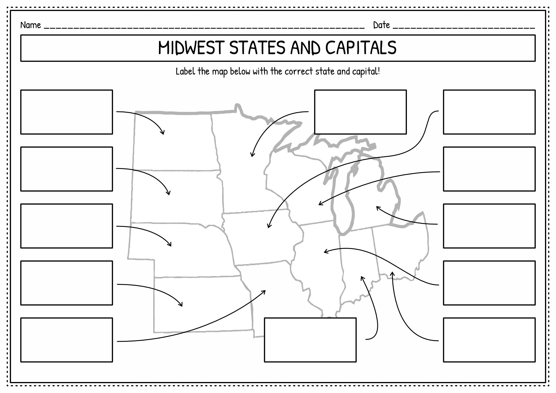 11 Midwest Region States And Capitals Worksheets Free PDF At Worksheeto