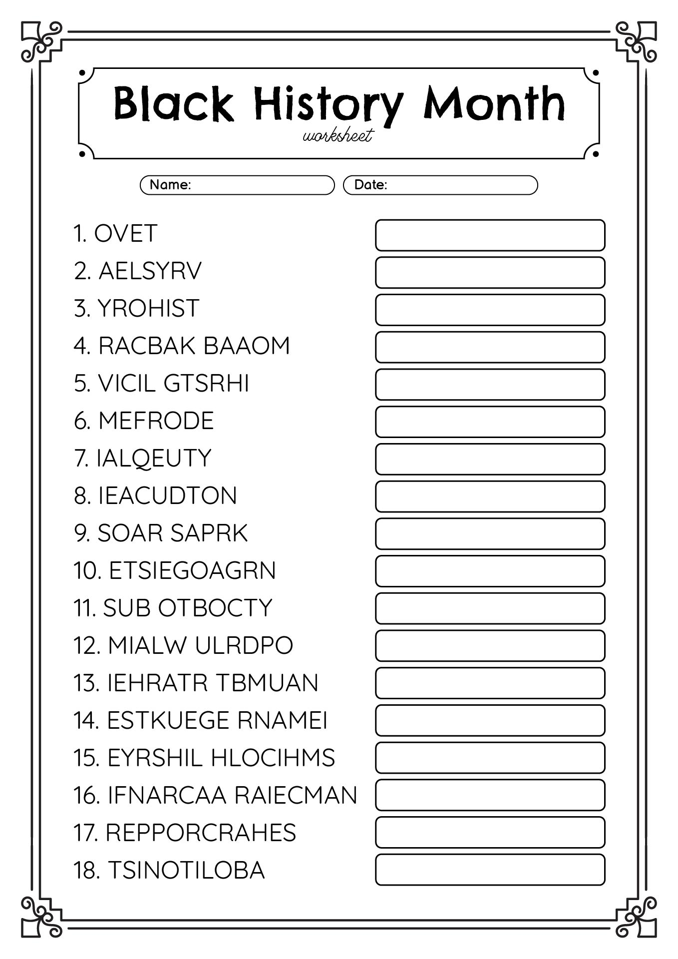 13 Free Black History Month Worksheets Elementary Free PDF At Worksheeto 13 Free Black History Month Worksheets Elementary Free PDF At Worksheeto
