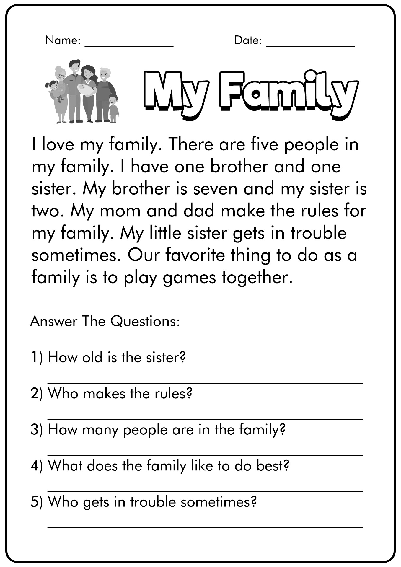 Reading Comprehension Worksheets Printable