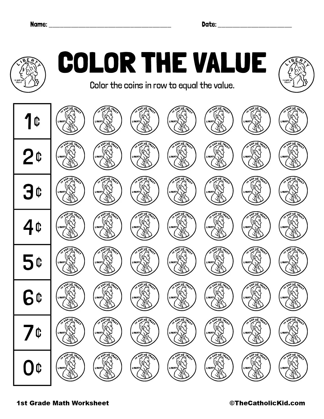 1st Grade Money Worksheet TheCatholicKid
