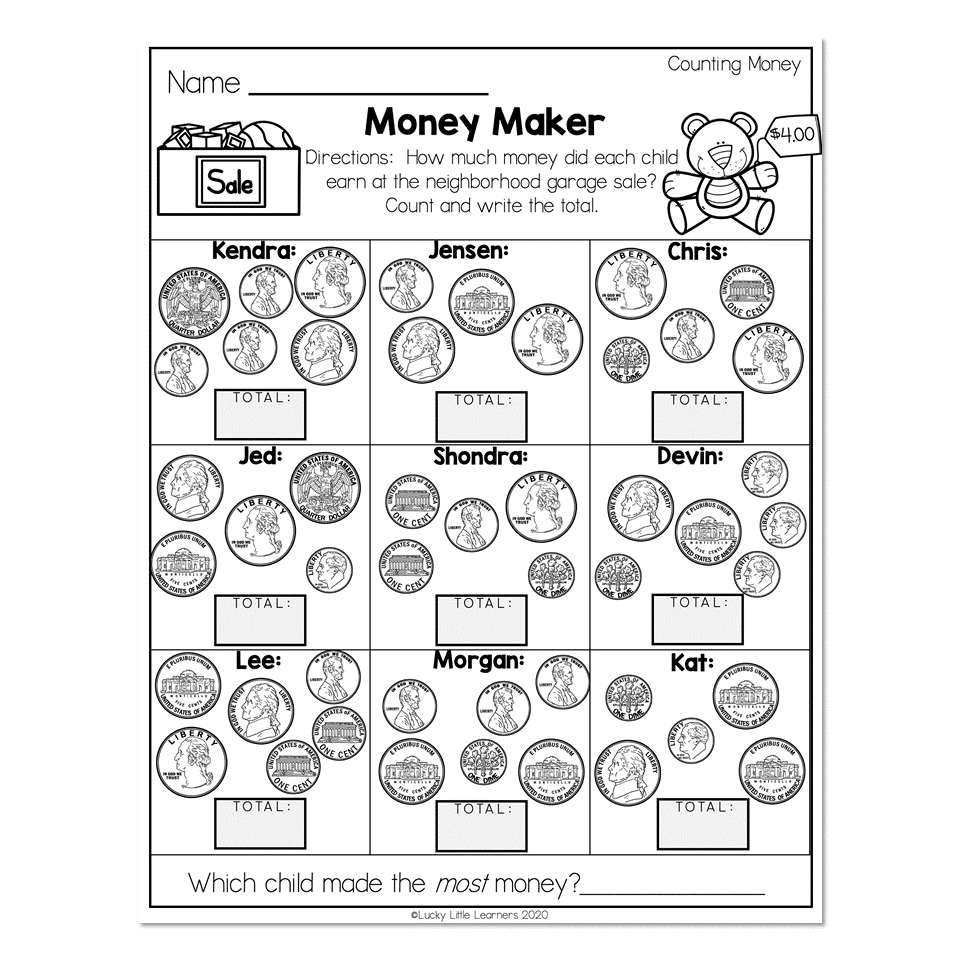 2nd Grade Math Worksheets Money Counting Money Money Maker Lucky Little Learners 2nd Grade Math Worksheets Money Counting Money Money Maker Lucky Little Learners