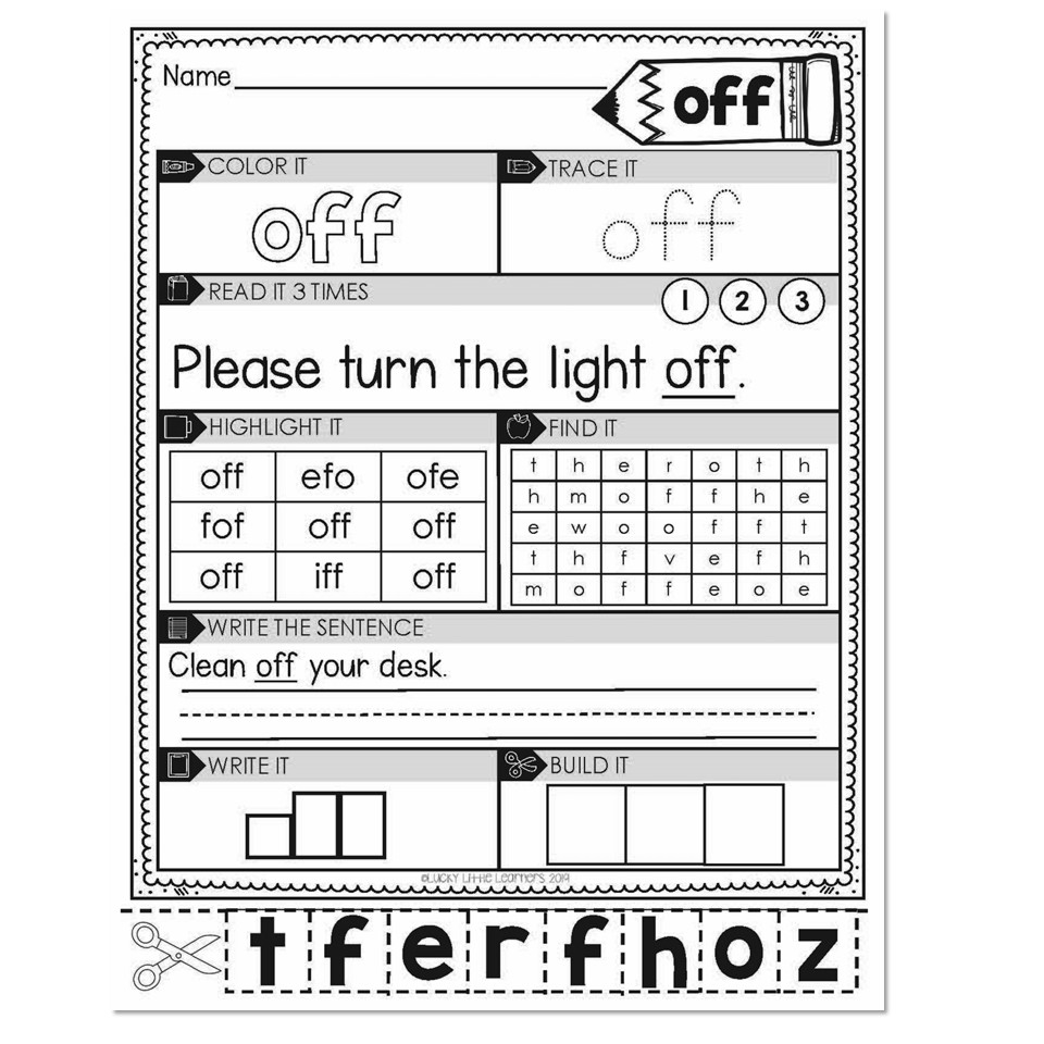 2nd Grade Sight Word Worksheets Off Lucky Little Learners