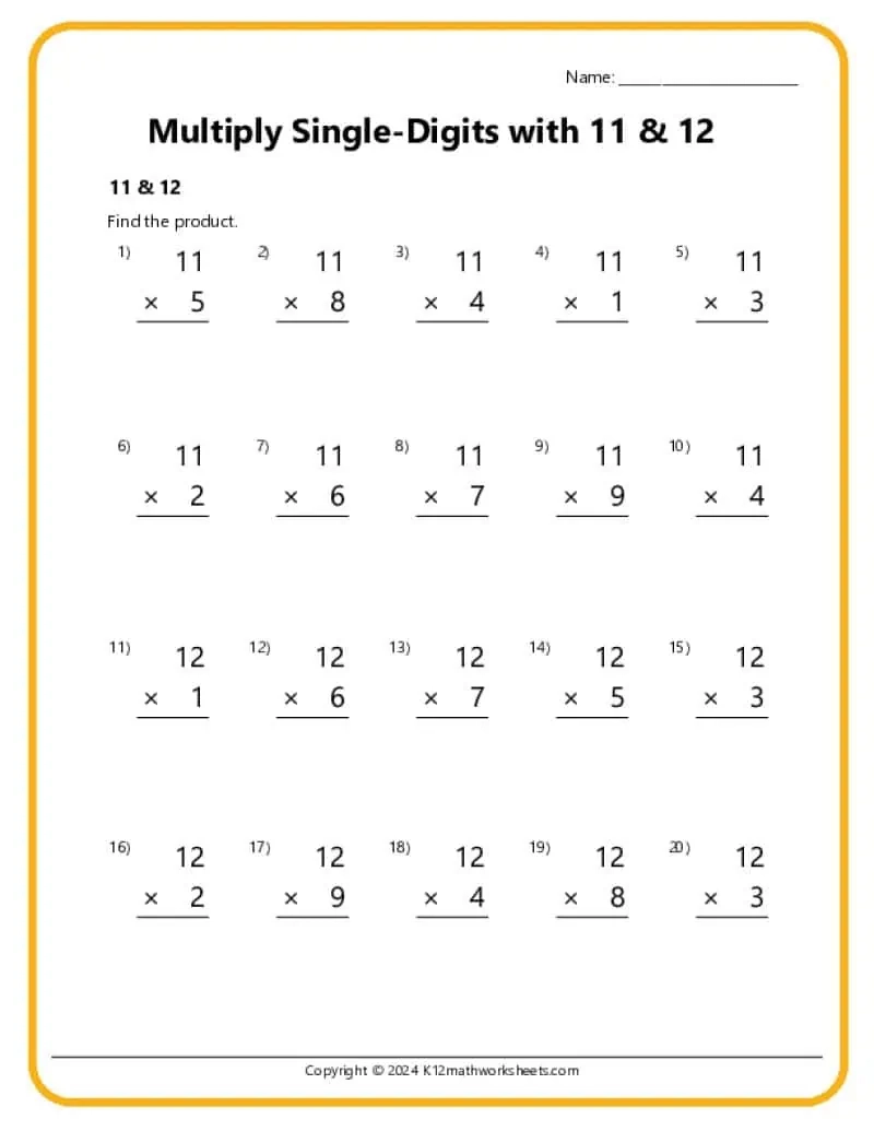 3rd Grade Multiplication Worksheets K12 Math Worksheets