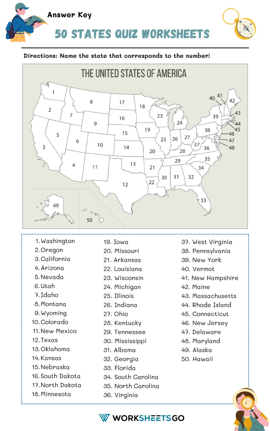 50 States Quiz Worksheets WorksheetsGO
