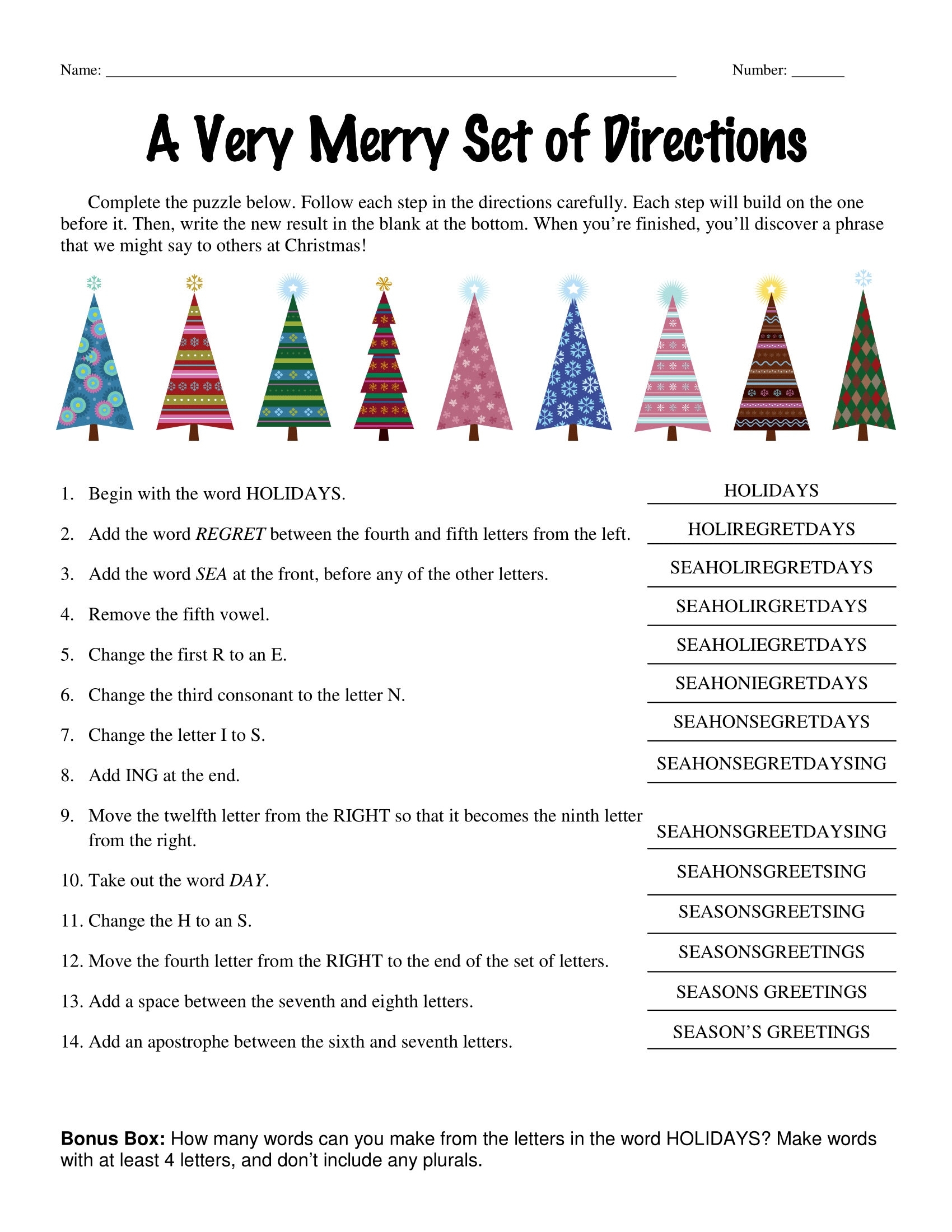 6th Grade 7th Grade 8th Grade Christmas Riddle Worksheets Middle School Follow Directions Homeschool Teenagers Etsy