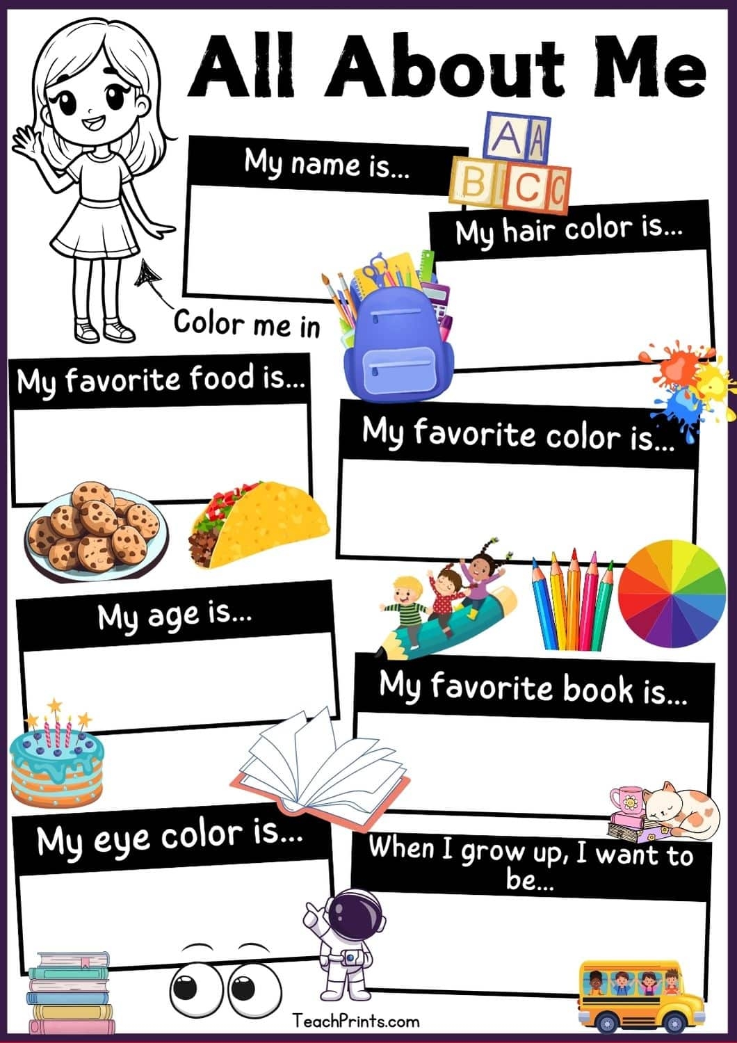 9 Free All About Me Worksheets Printables Teach Prints 9 Free All About Me Worksheets Printables Teach Prints