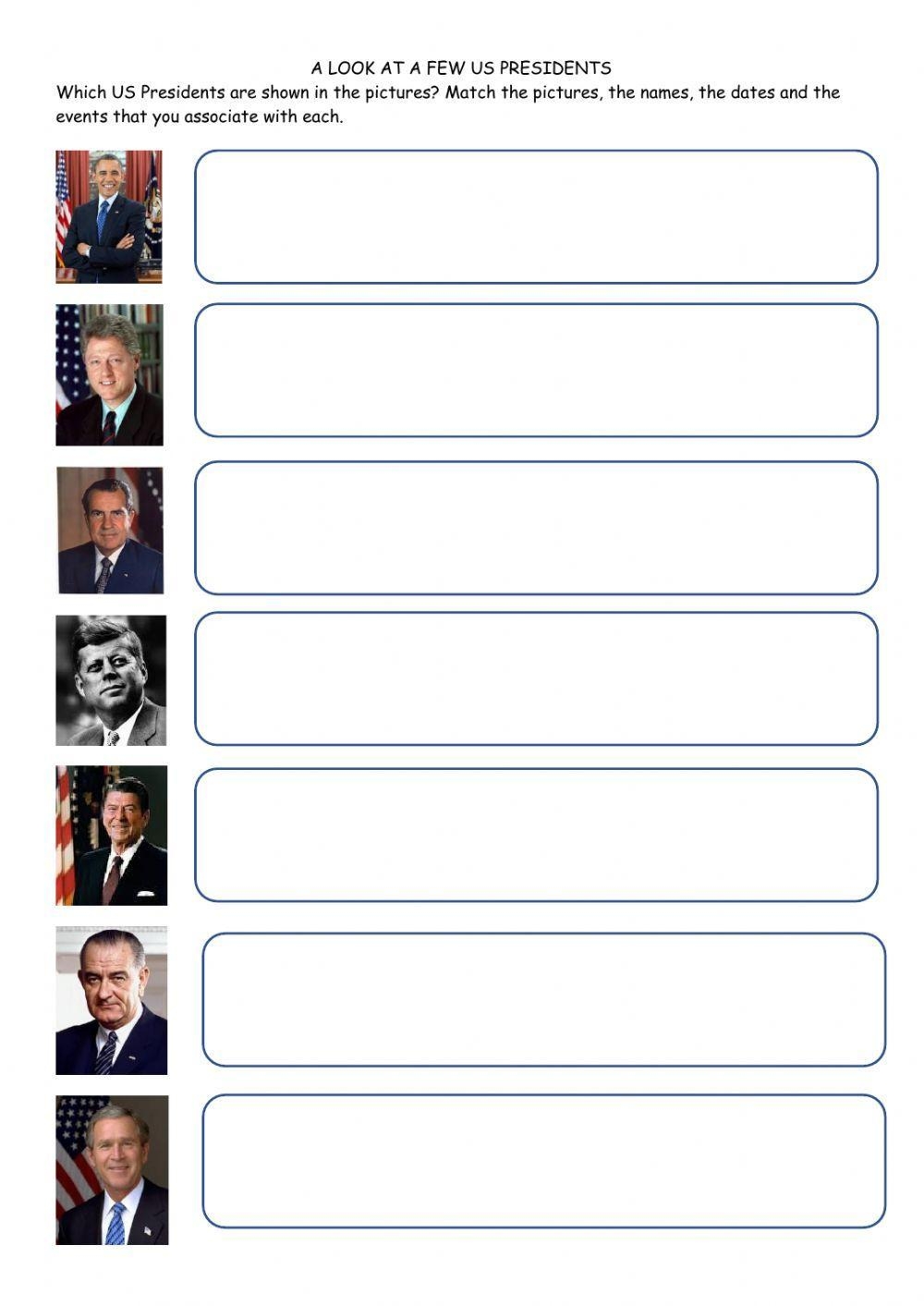 A Few US Presidents Worksheet Live Worksheets Worksheets Library
