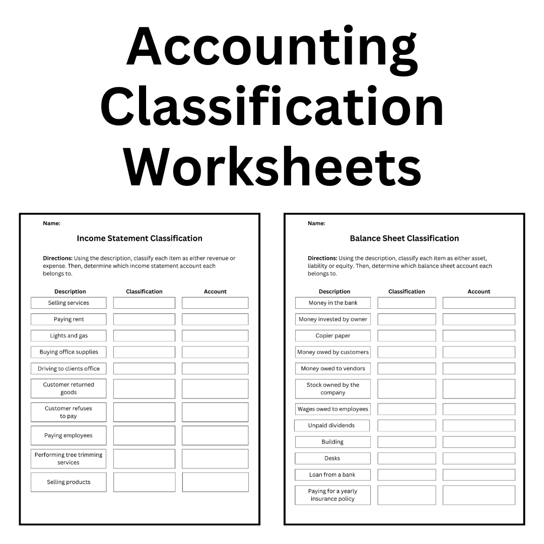 Accounting Worksheets Classifying Transactions Balance Sheet And Income Statement Classful Accounting Worksheets Classifying Transactions Balance Sheet And Income Statement Classful