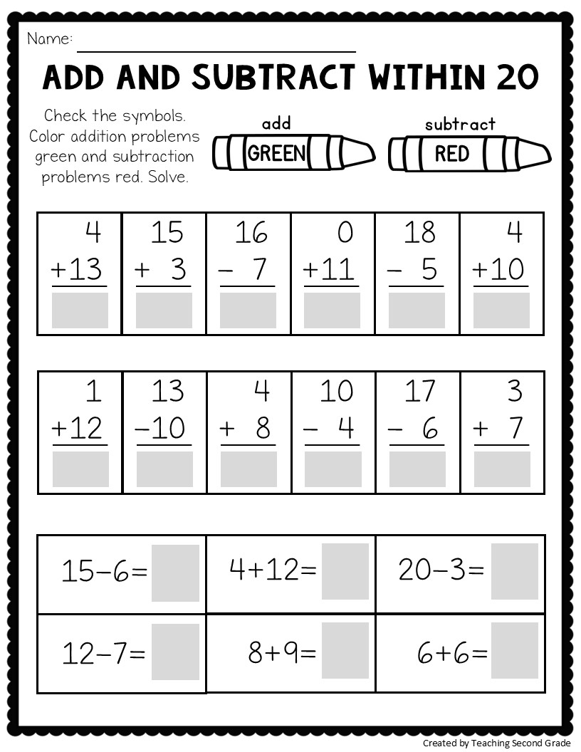 Math For 1st Graders Printable Worksheets