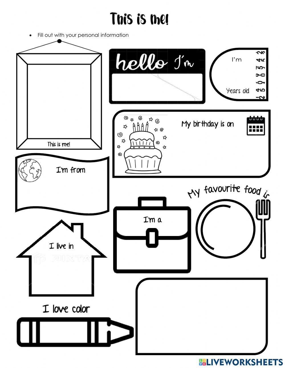 All About Me Printable Worksheets 50 FREE Printables Printabulls Worksheets Library