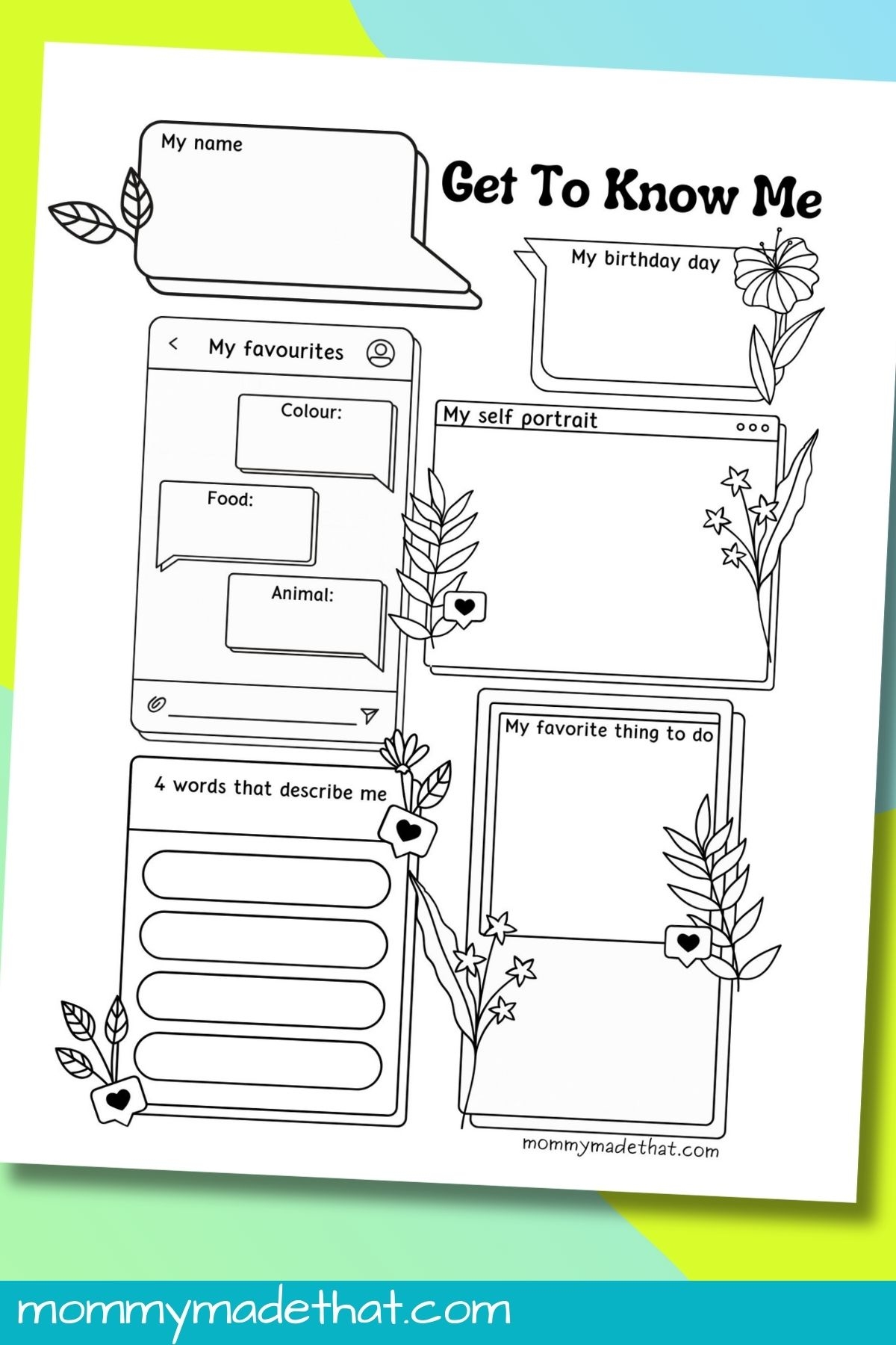 Free Printable Get To Know Me Worksheet