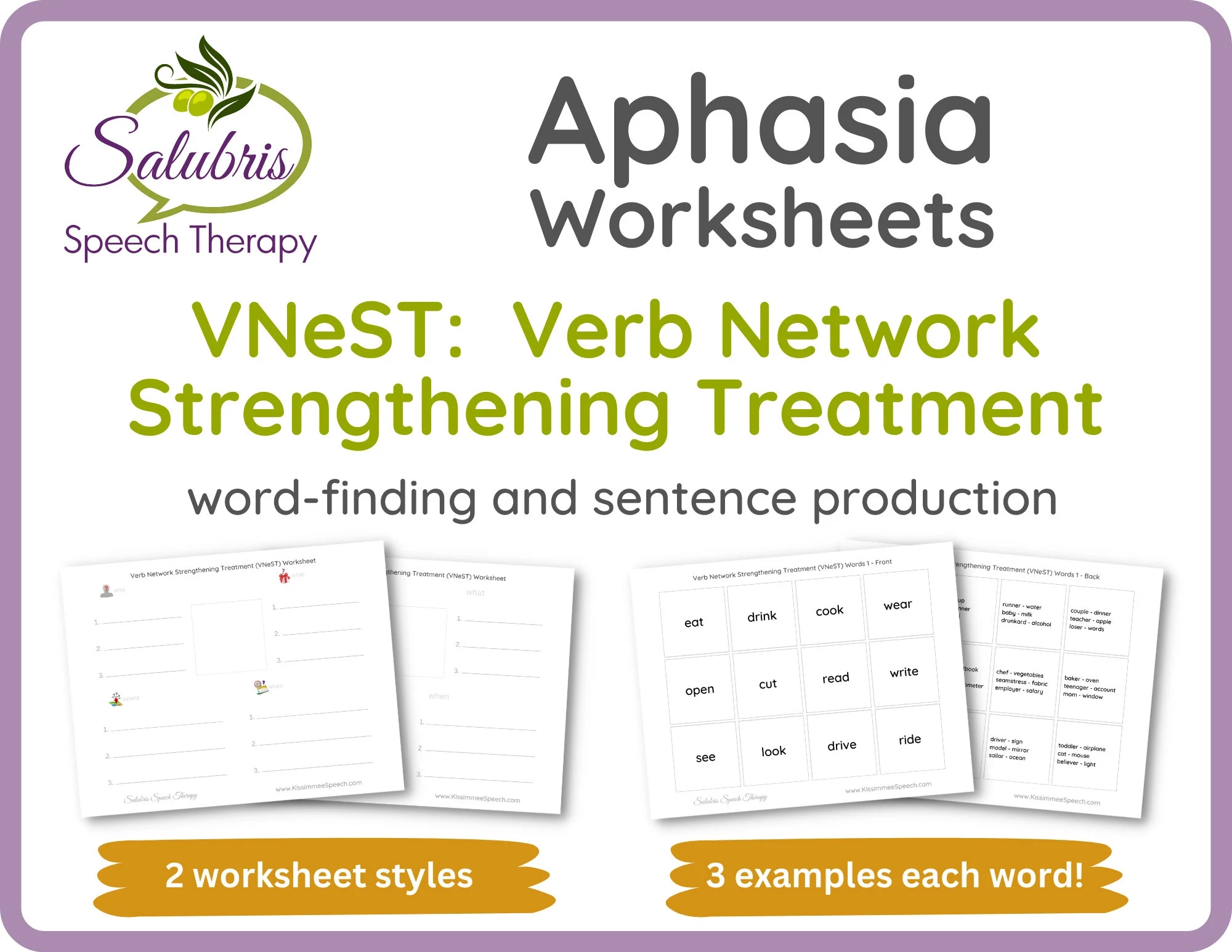 Aphasia Vnest Worksheets Word finding Sentences Speech Therapy Etsy UK