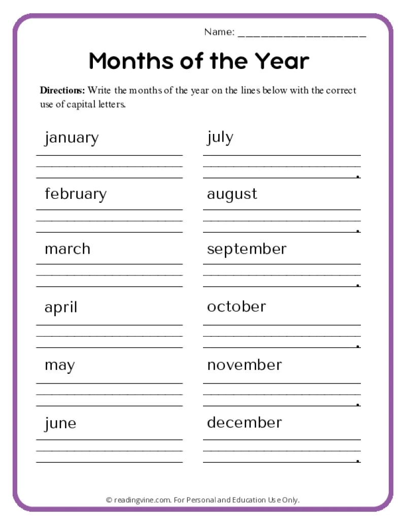 Capitalization Worksheets ReadingVine