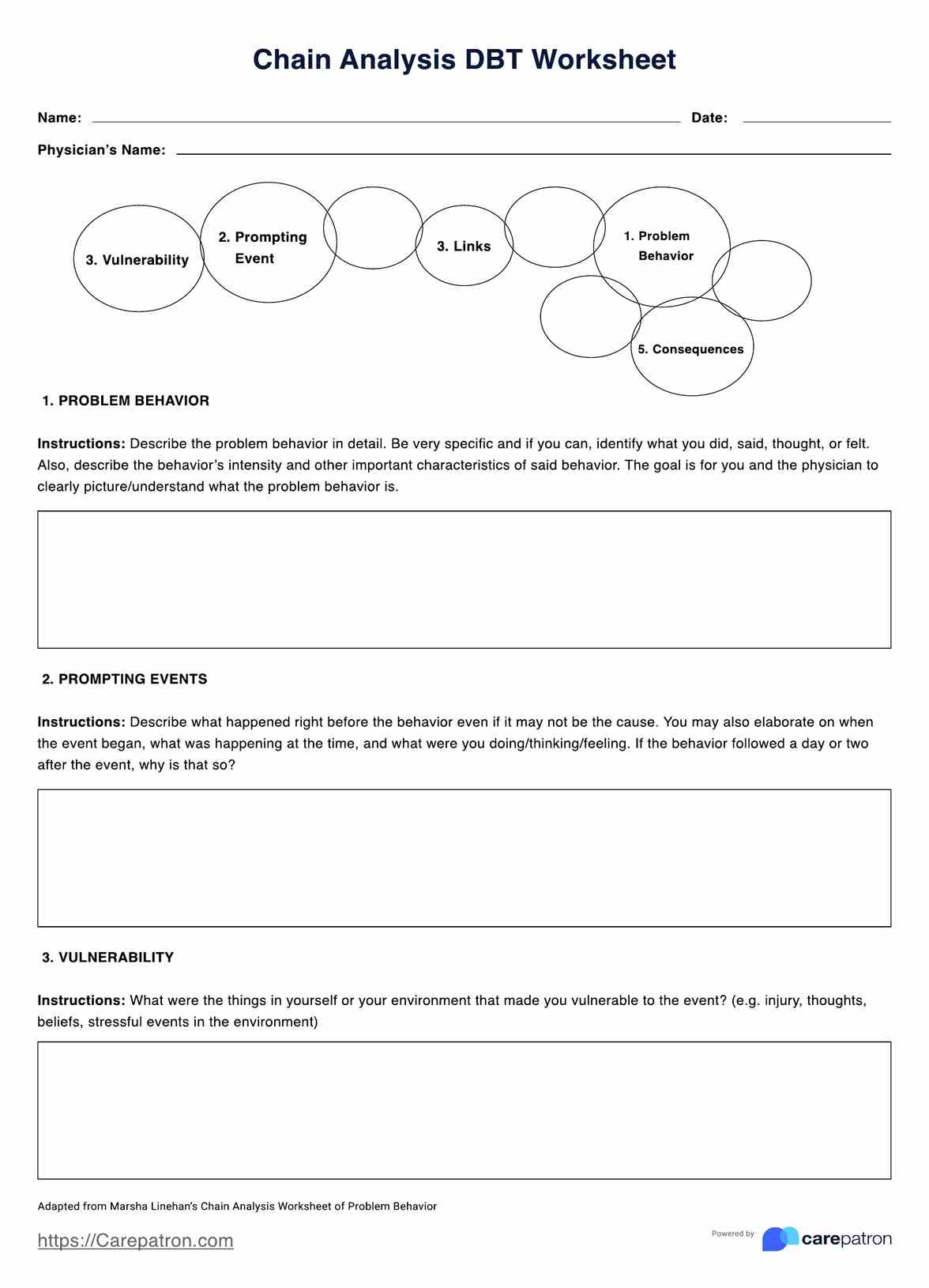 Chain Analysis DBT Worksheet Example Free PDF Download