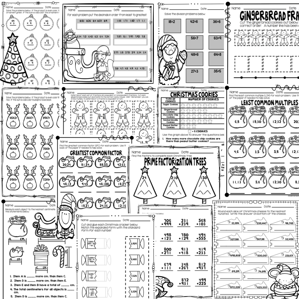 Christmas Math Worksheets Printable