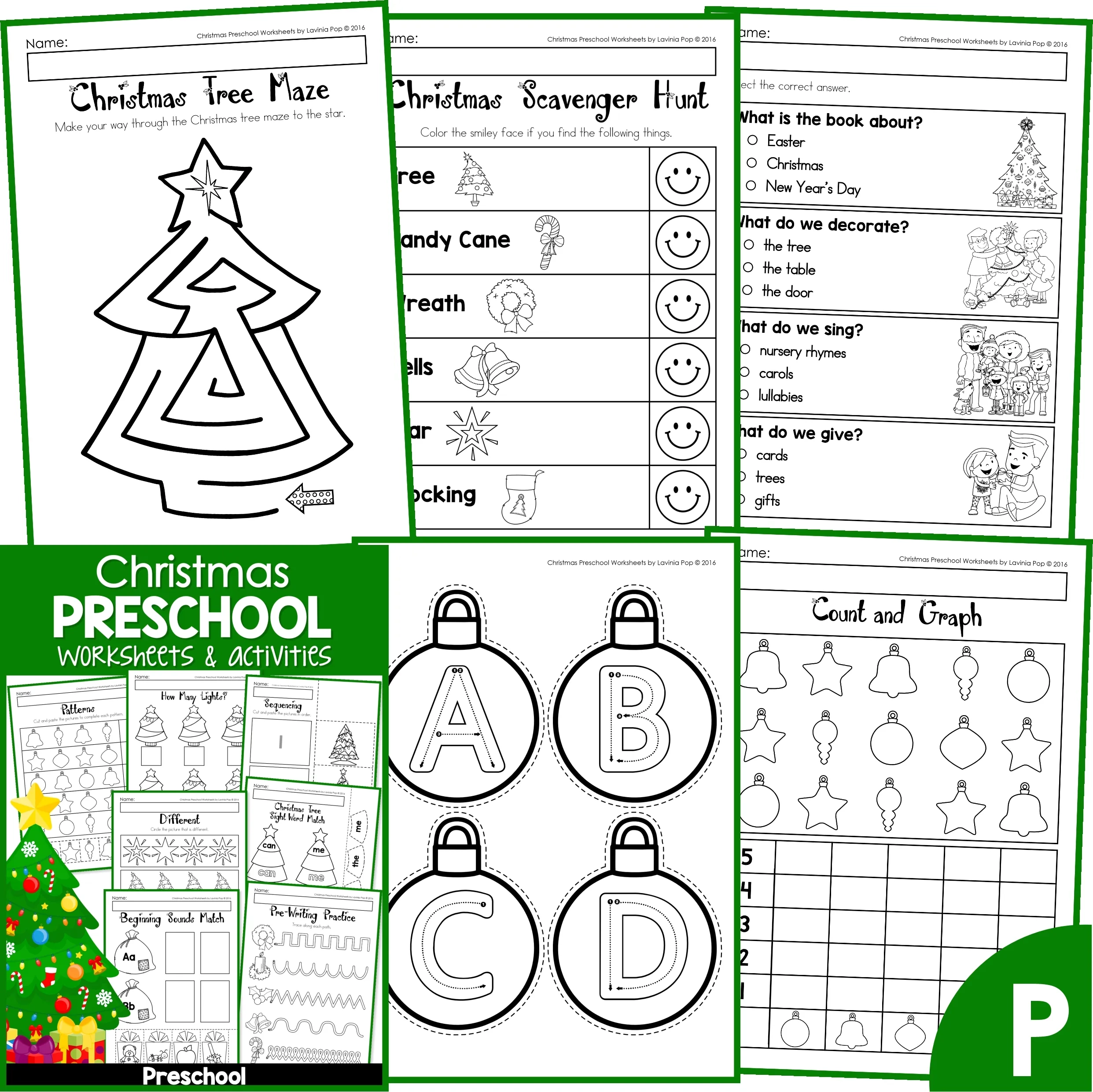 Christmas Preschool Worksheets And Activities No Prep Christmas Preschool Worksheets And Activities No Prep