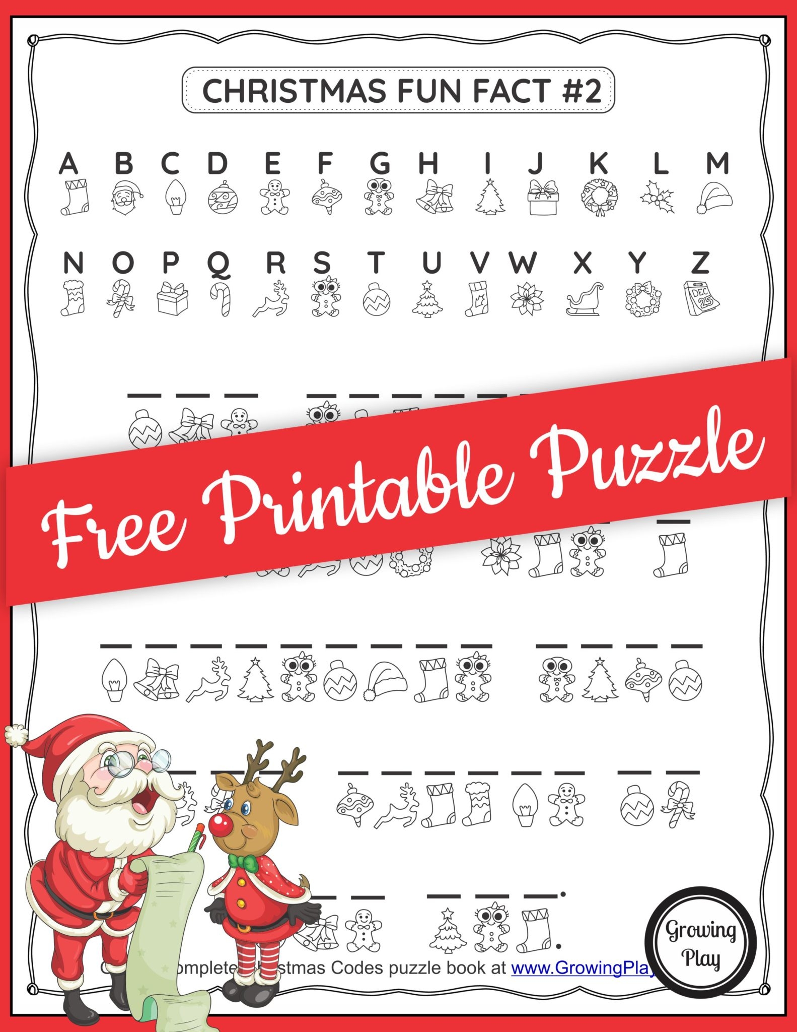 Christmas Secret Code Worksheet Free Printable Growing Play