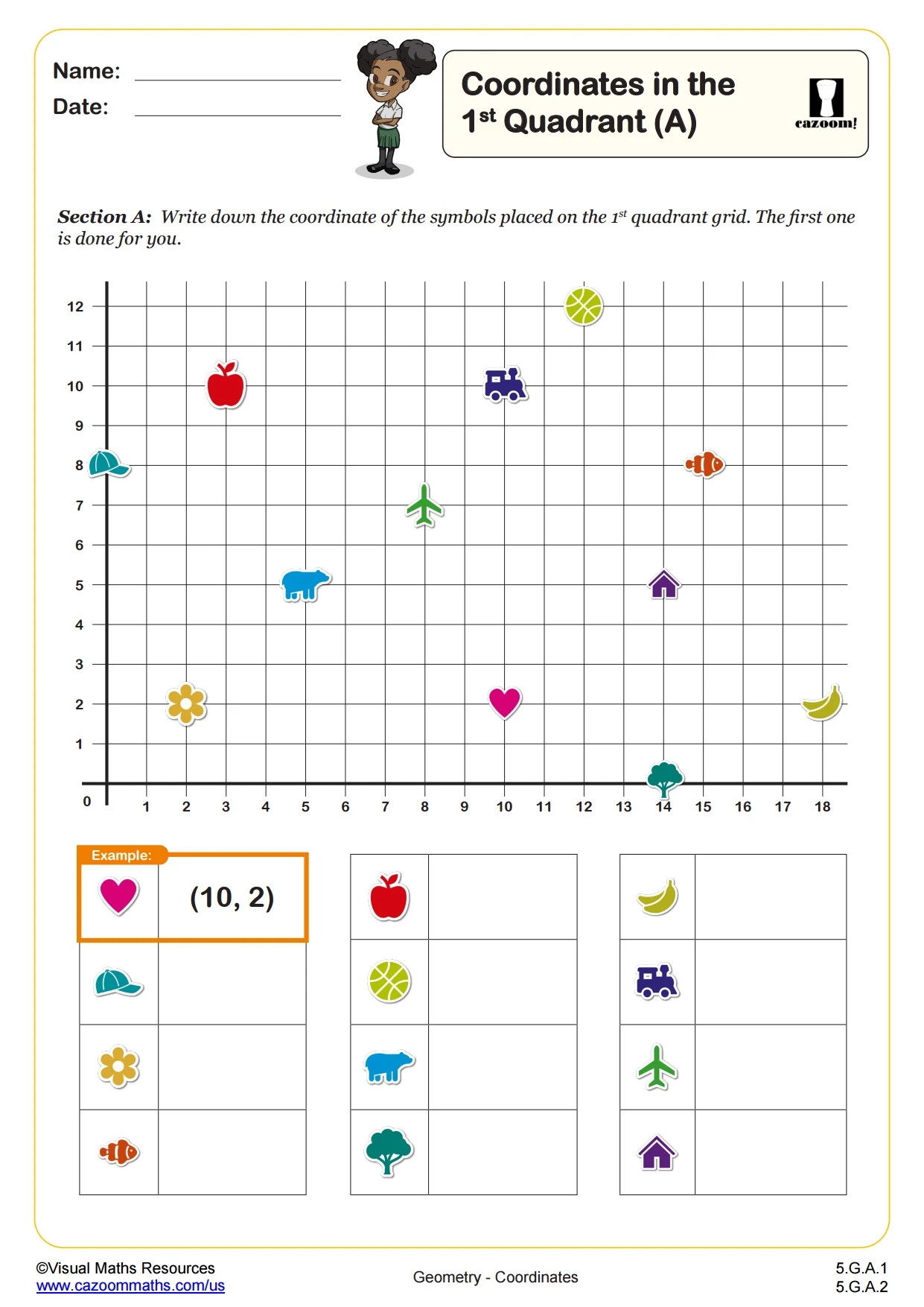 Coordinates In The First Quadrant A PDF Printable Geometry Worksheets Coordinates In The First Quadrant A PDF Printable Geometry Worksheets