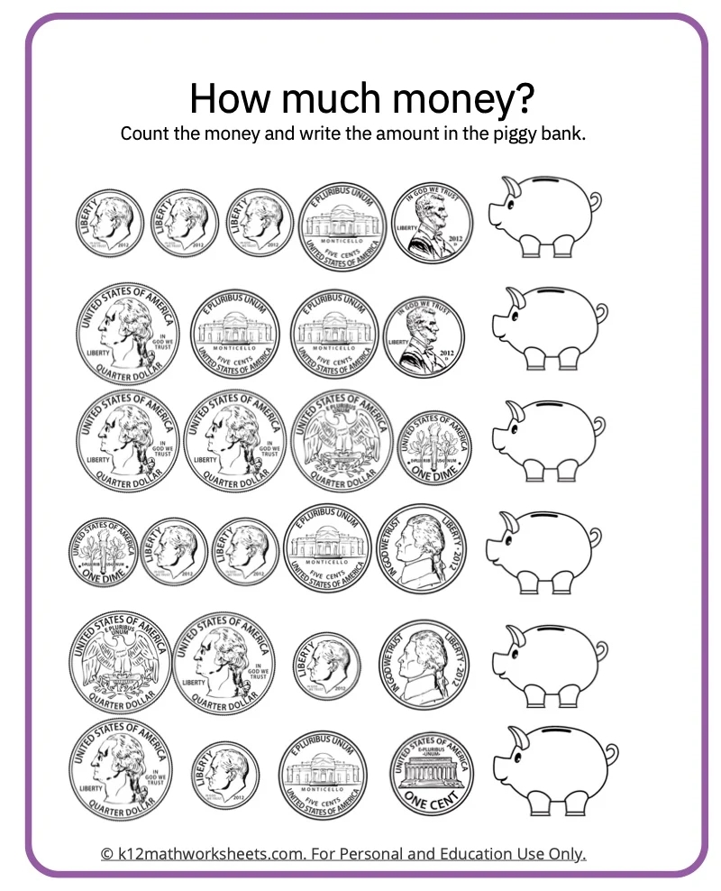 Kindergarten Money Worksheets Free Printable