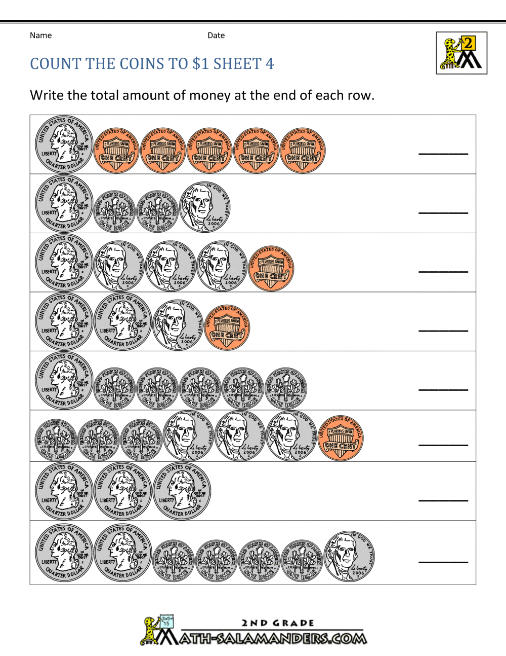 Free Coin Printable Worksheets
