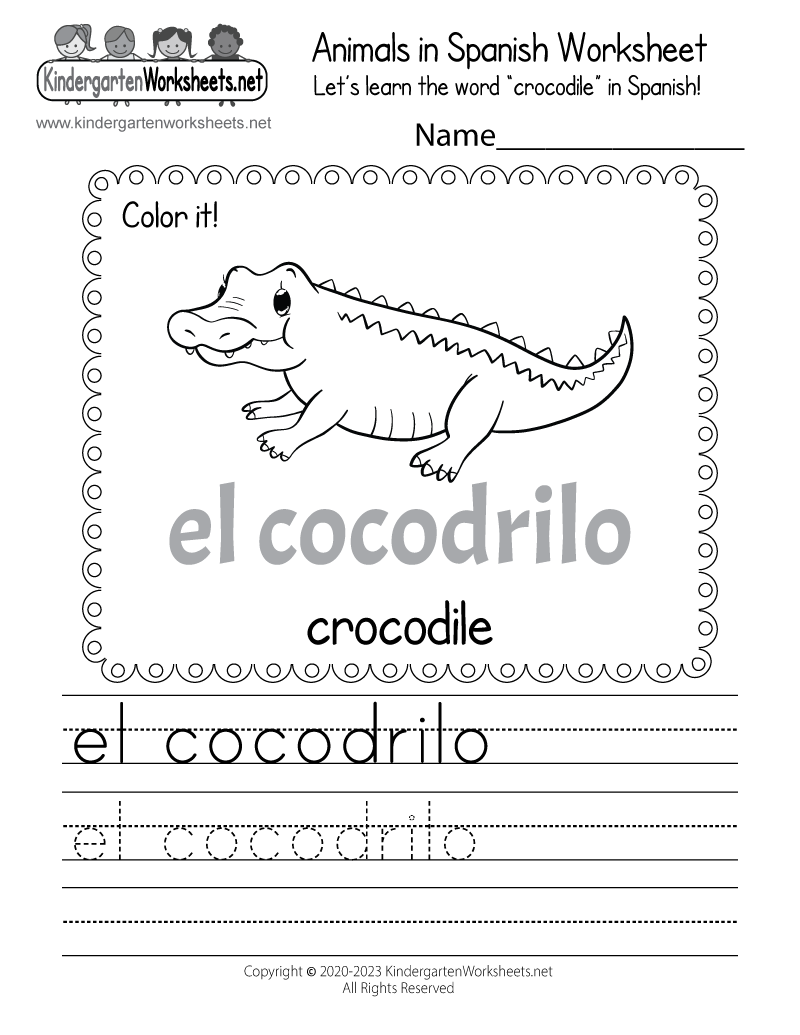Spanish Worksheets Printable