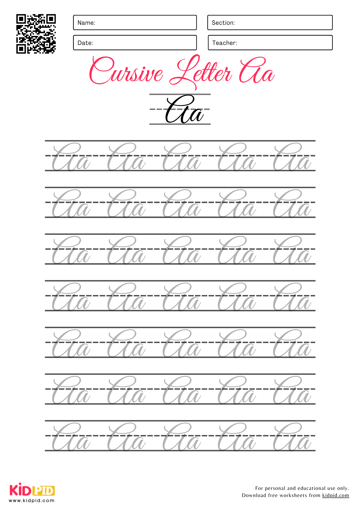Cursive Letters Handwriting Worksheet Kidpid Cursive Letters Handwriting Worksheet Kidpid
