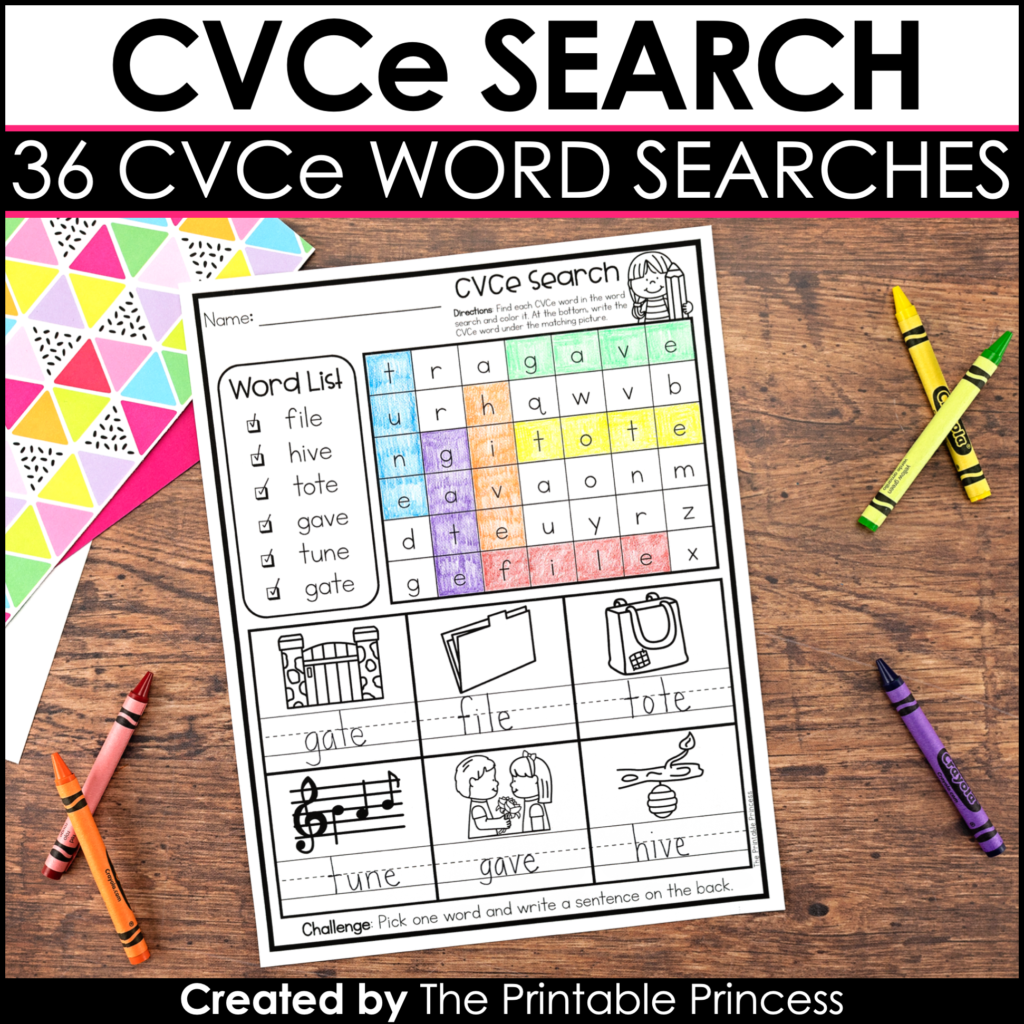 CVCe Worksheets CVCe Word Searches The Printable Princess