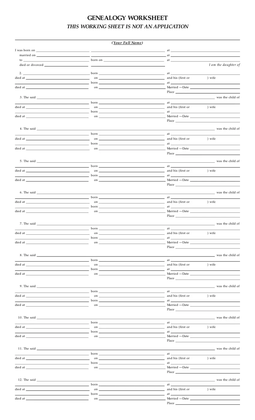 Dar Genealogy Worksheet Fill Out Printable PDF Forms Online