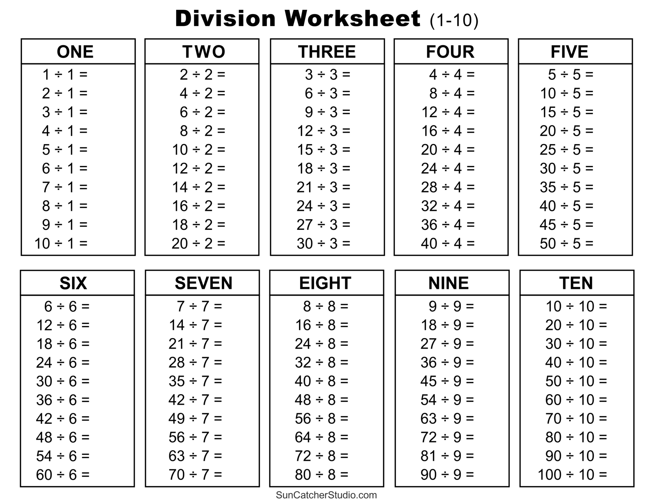 Division Charts And Tables Free Printable PDF Math Worksheets 