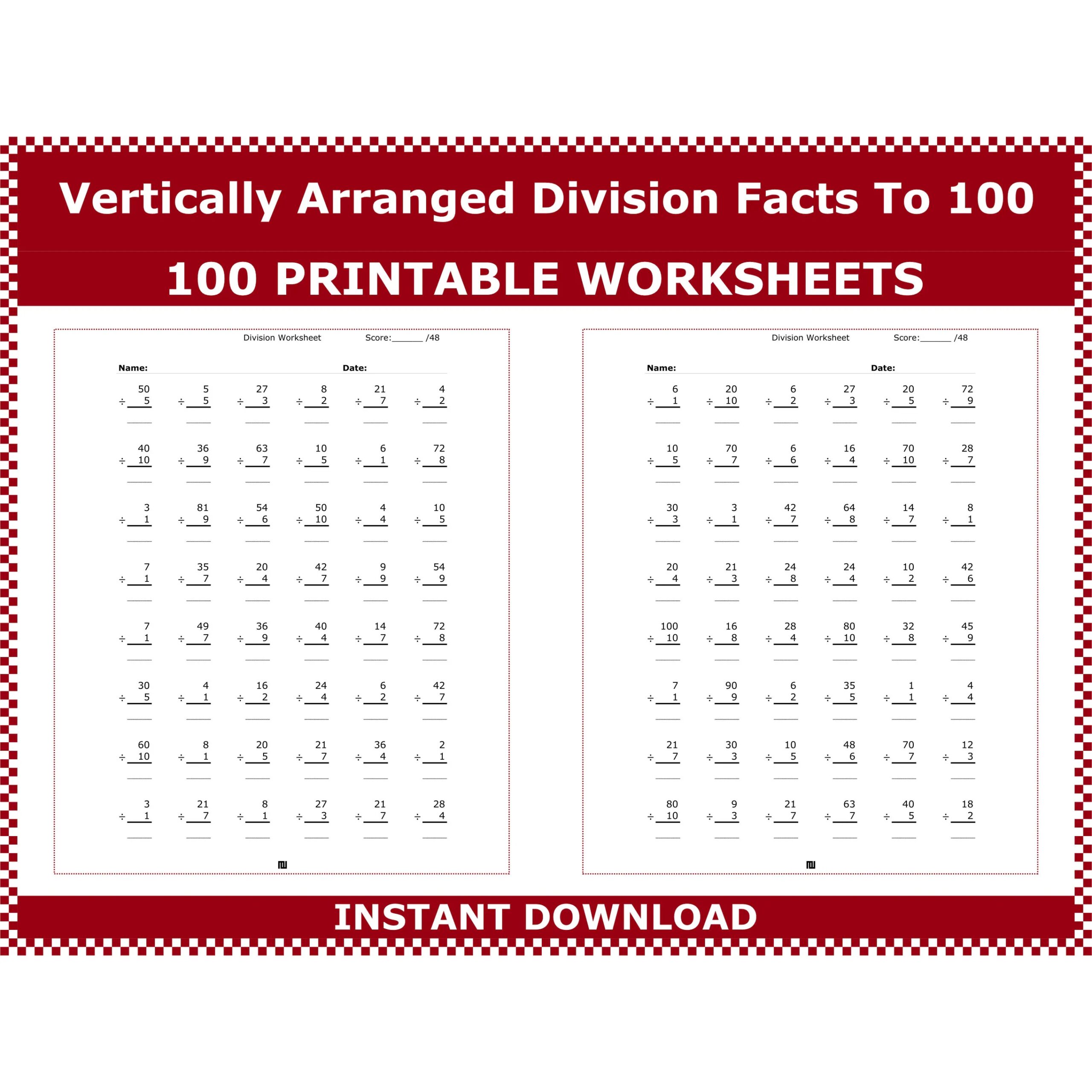 Division Worksheets Printable Free
