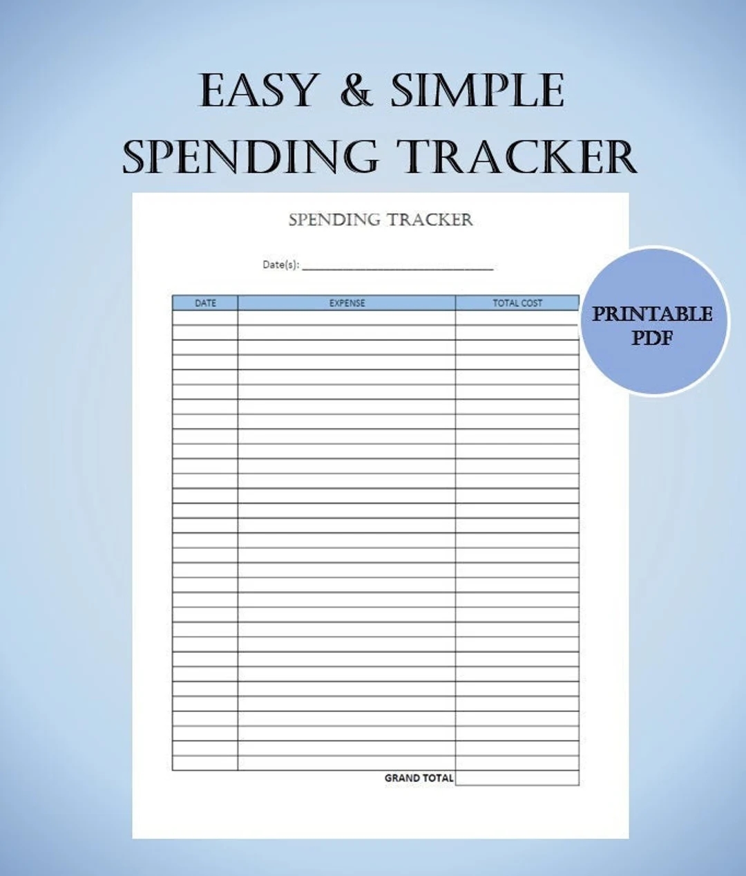Printable Expense Worksheet
