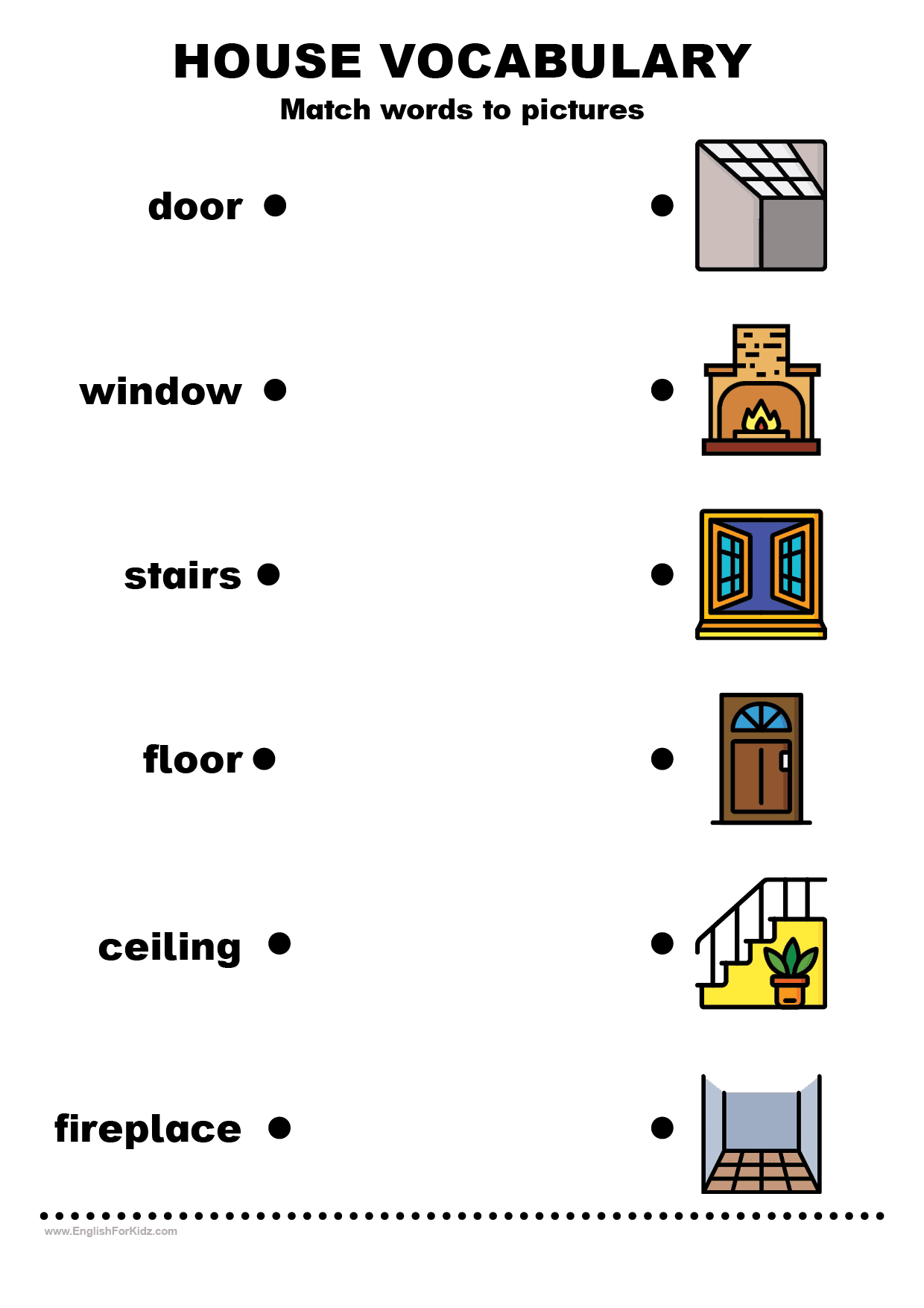 English For Kids Step By Step House Vocabulary Worksheets