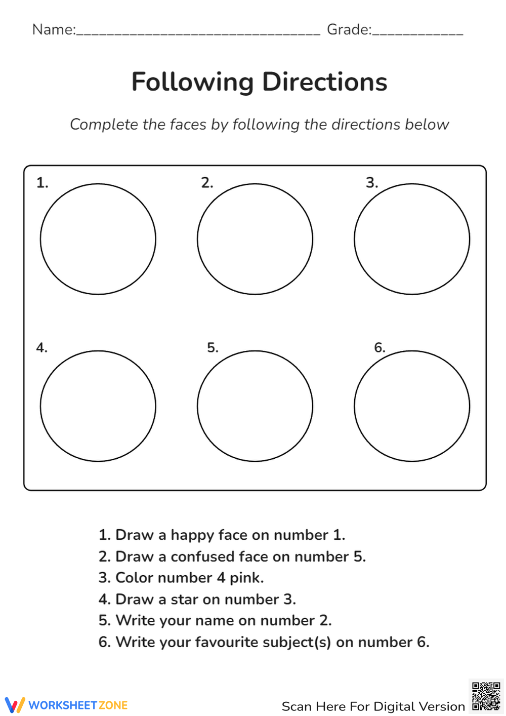 Following Directions Worksheets 2025