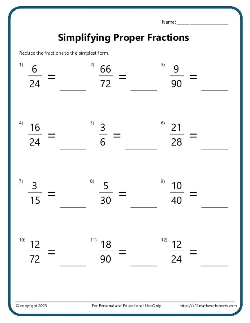 Fractions Worksheets K12 Math Worksheets