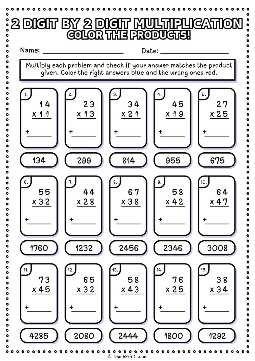 Double Digit Multiplication Printable Worksheets Double Digit Multiplication Printable Worksheets
