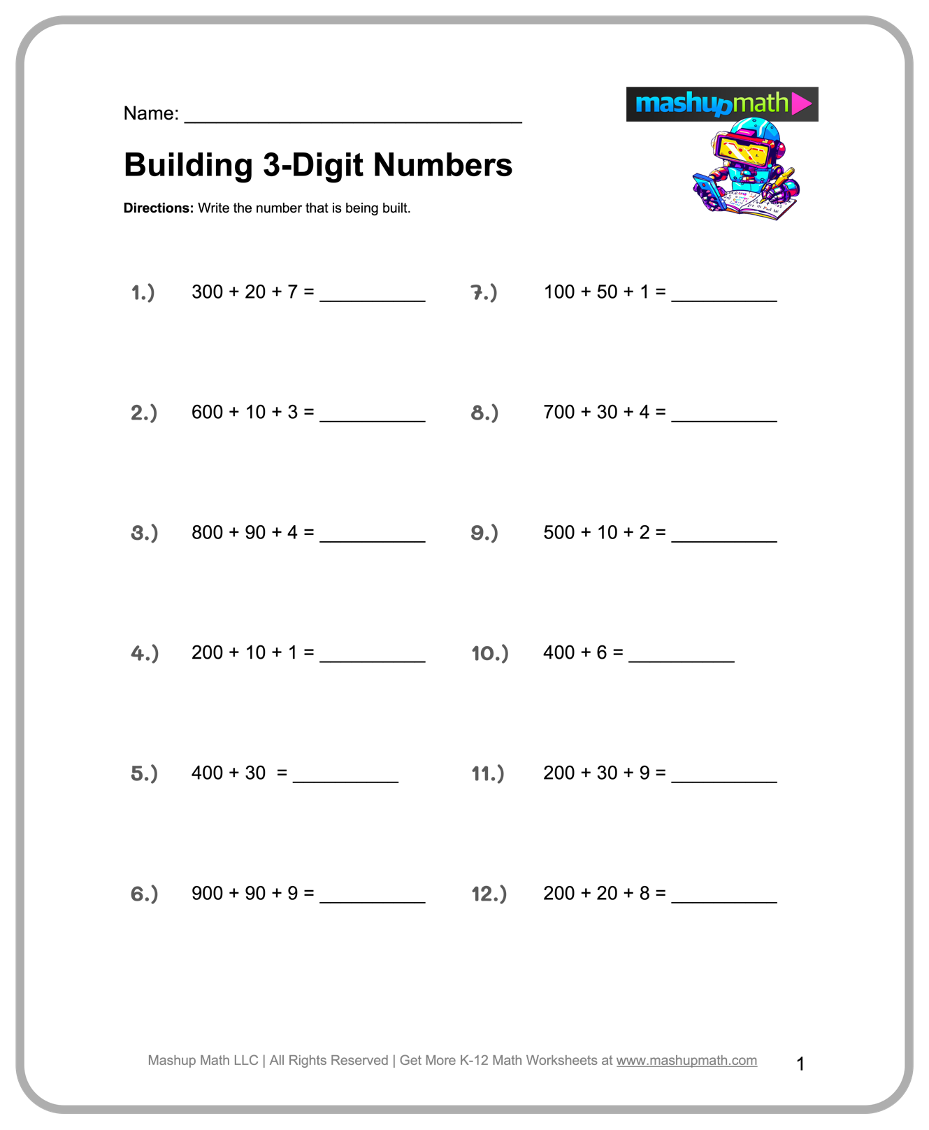 Free 3rd Grade Math Worksheets Printable W Answers Mashup Math